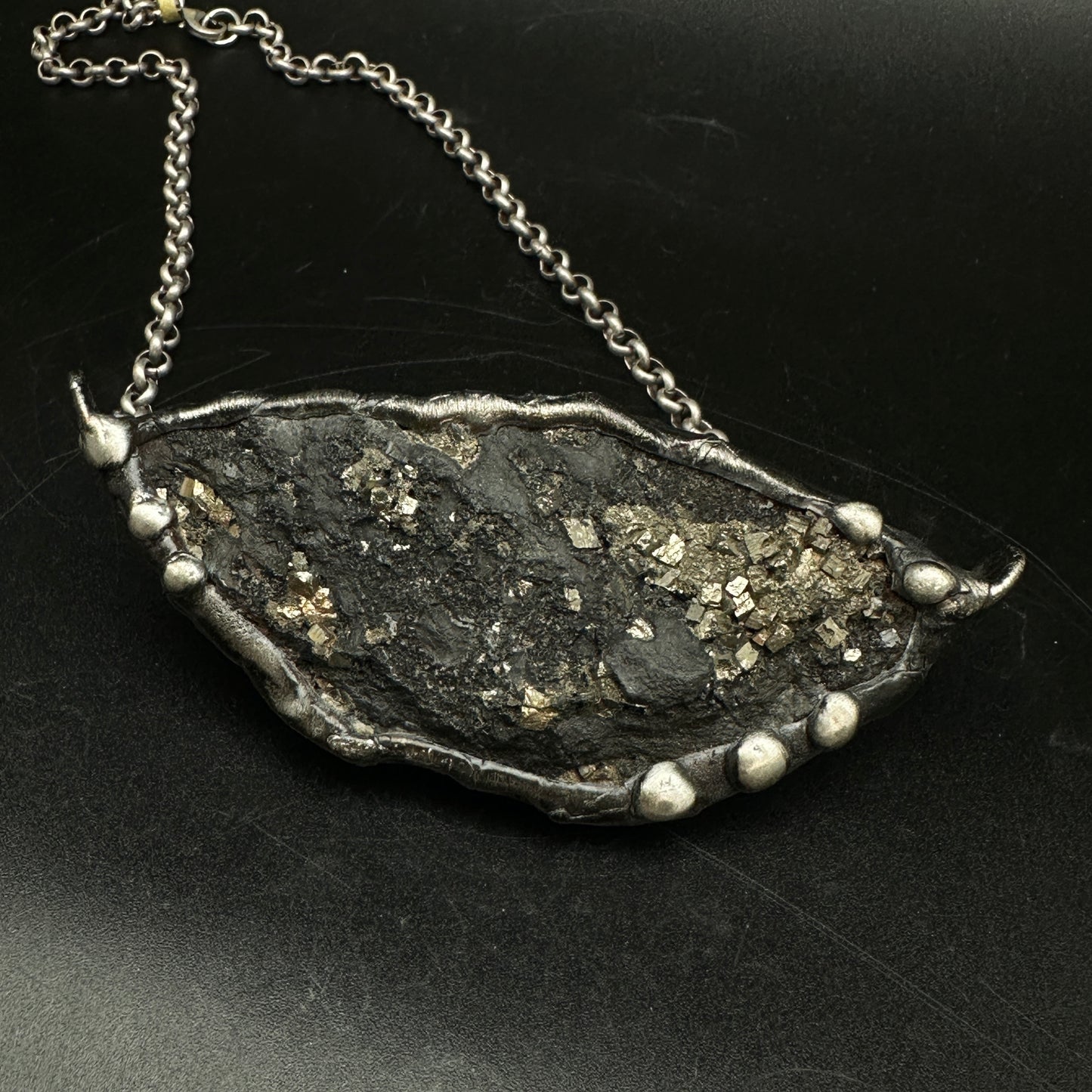 Witchy ~ Pyrite On Basalt Necklace