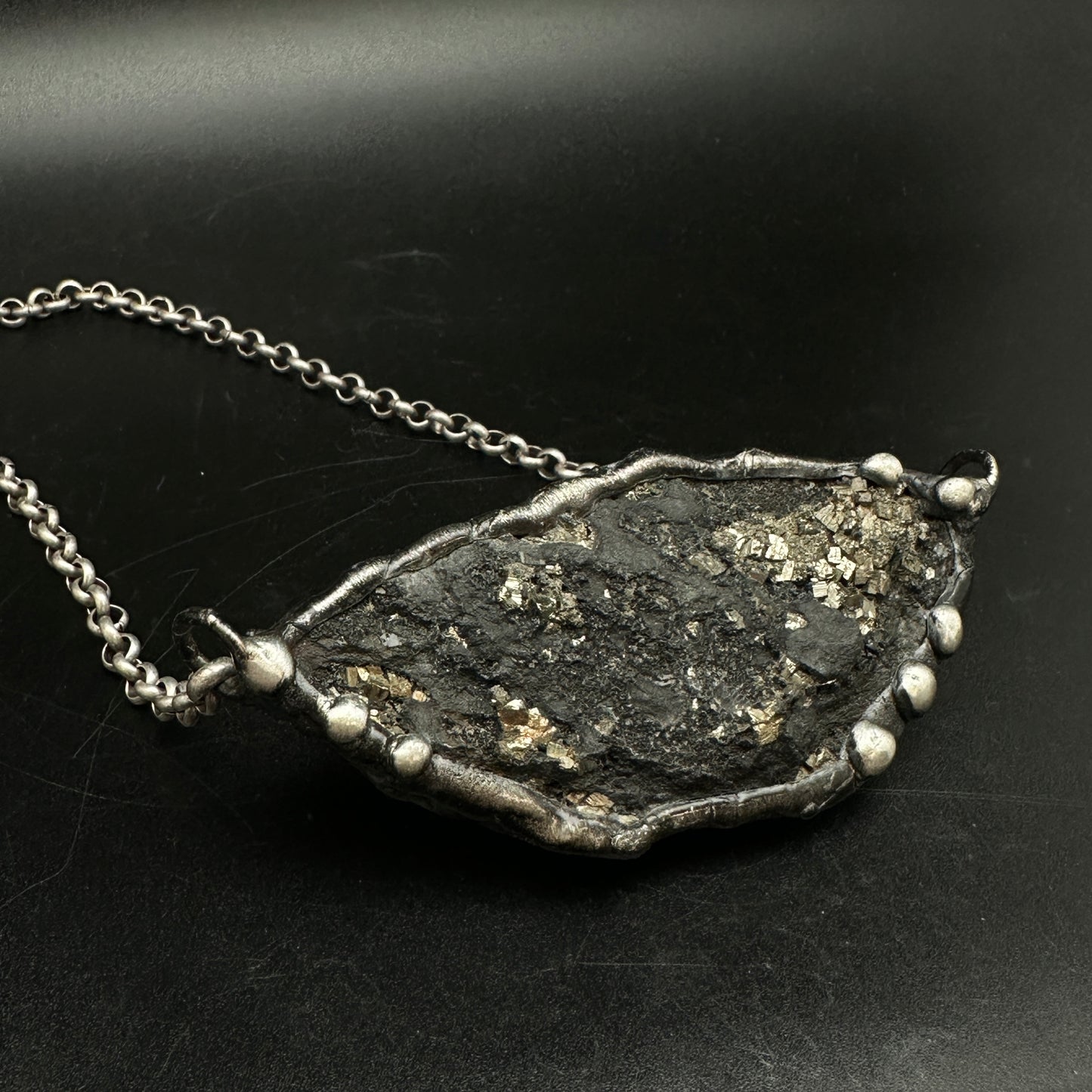 Witchy ~ Pyrite On Basalt Necklace