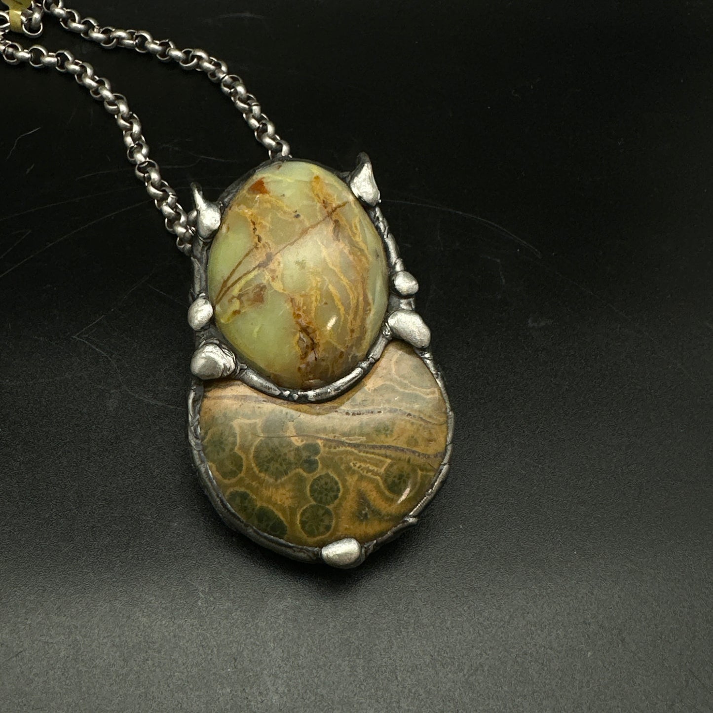 Duo ~ Jasper & Green Opal Necklace