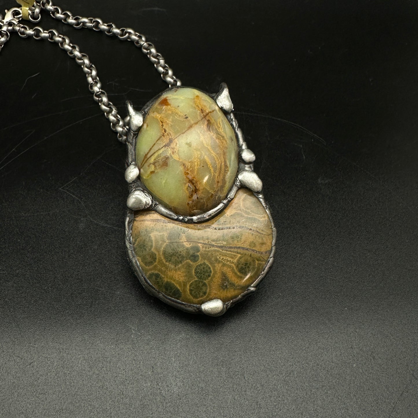 Duo ~ Jasper & Green Opal Necklace