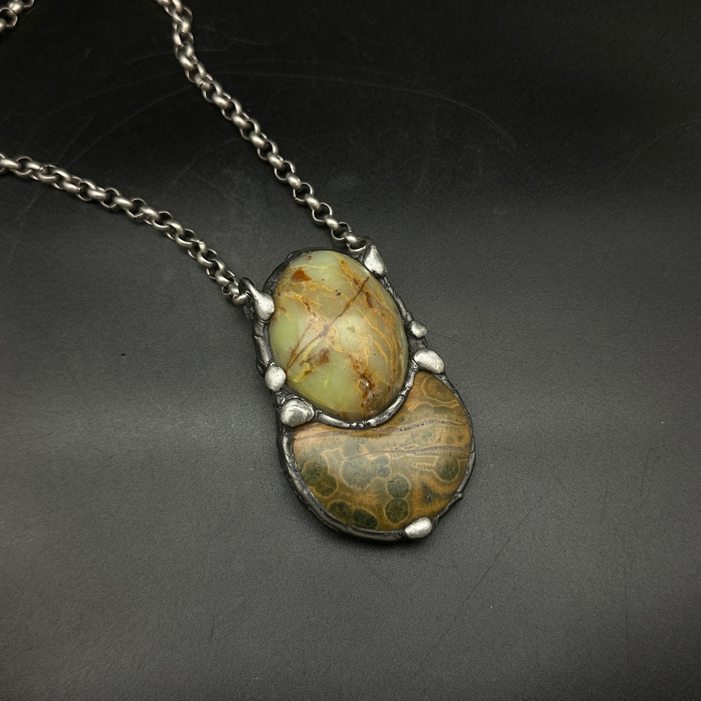 Duo ~ Jasper & Green Opal Necklace