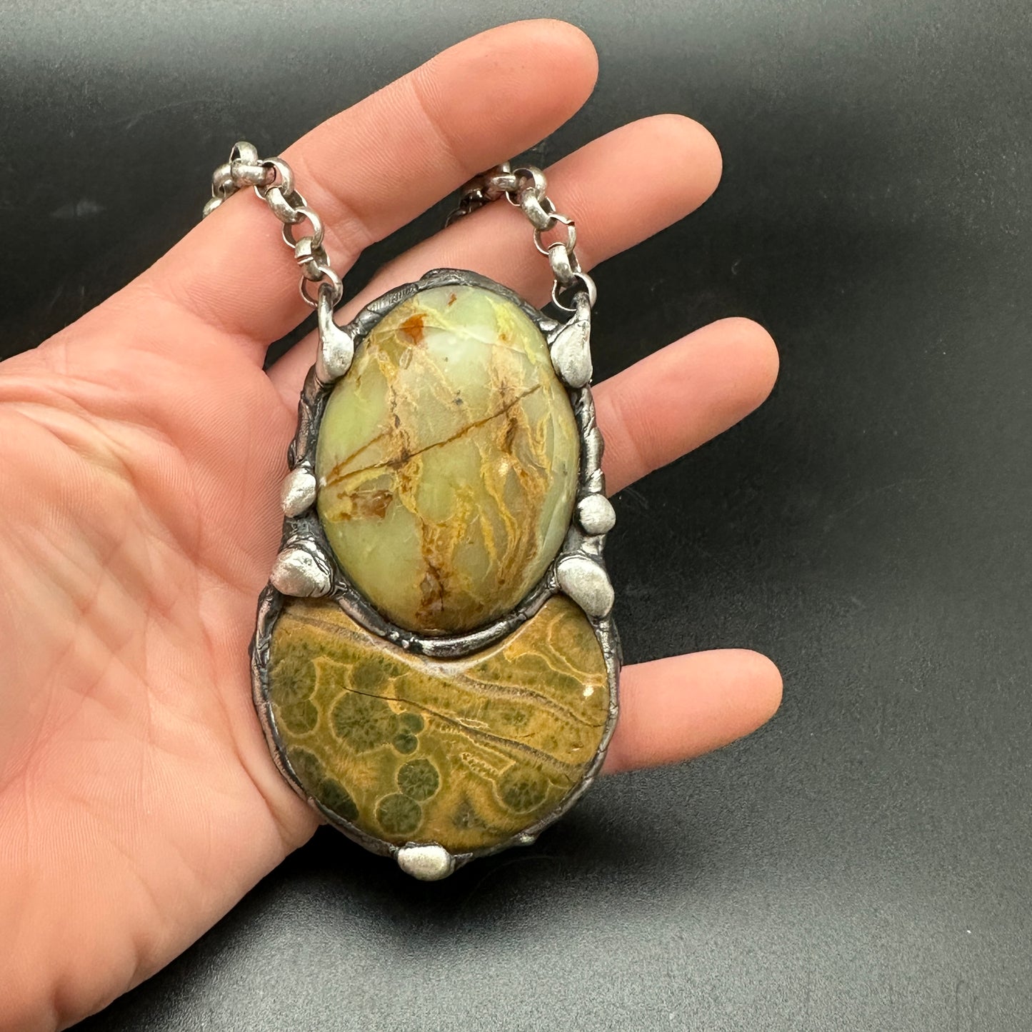 Duo ~ Jasper & Green Opal Necklace