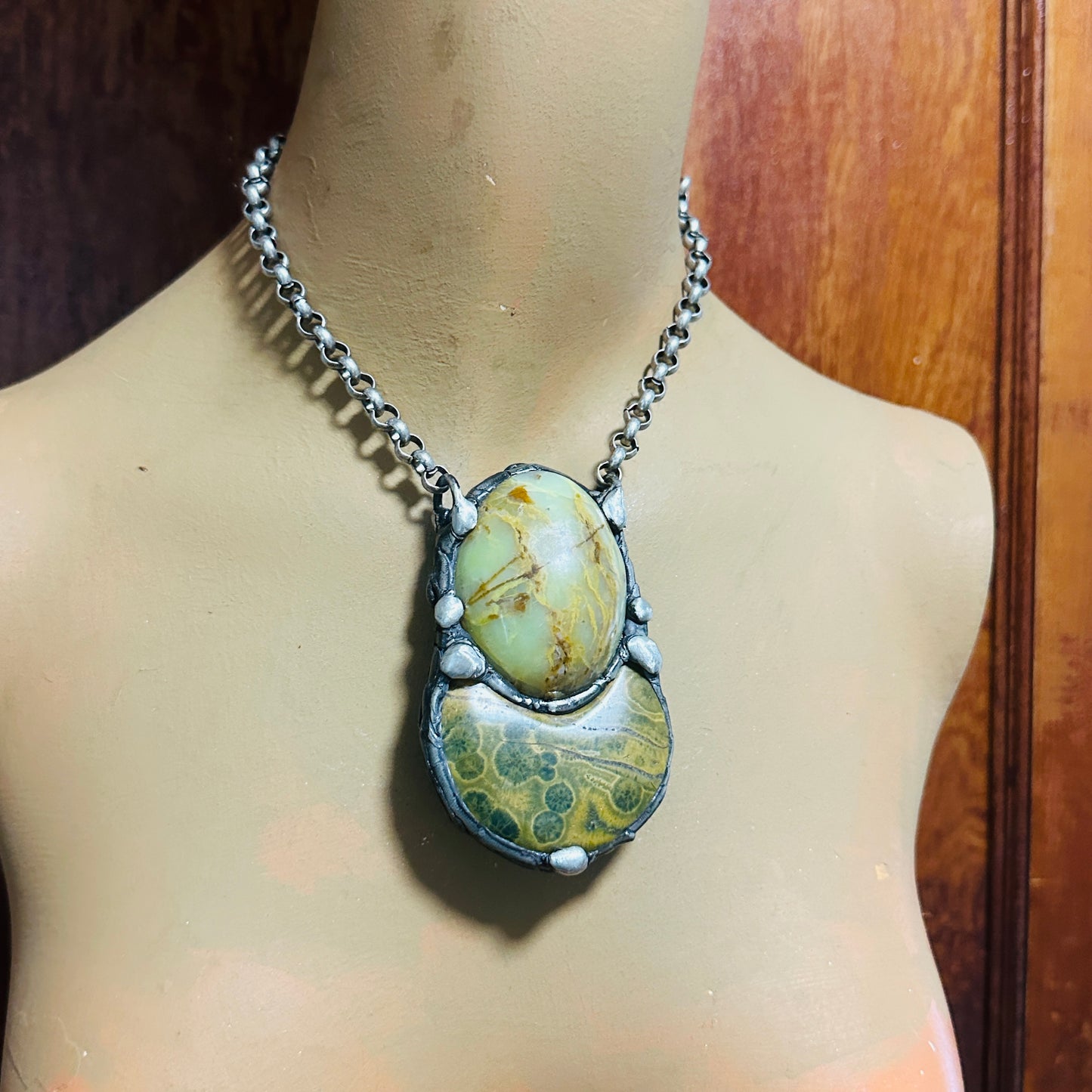 Duo ~ Jasper & Green Opal Necklace