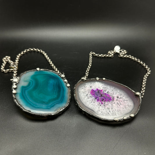 Andromeda ~ Purple Agate Disc Necklace