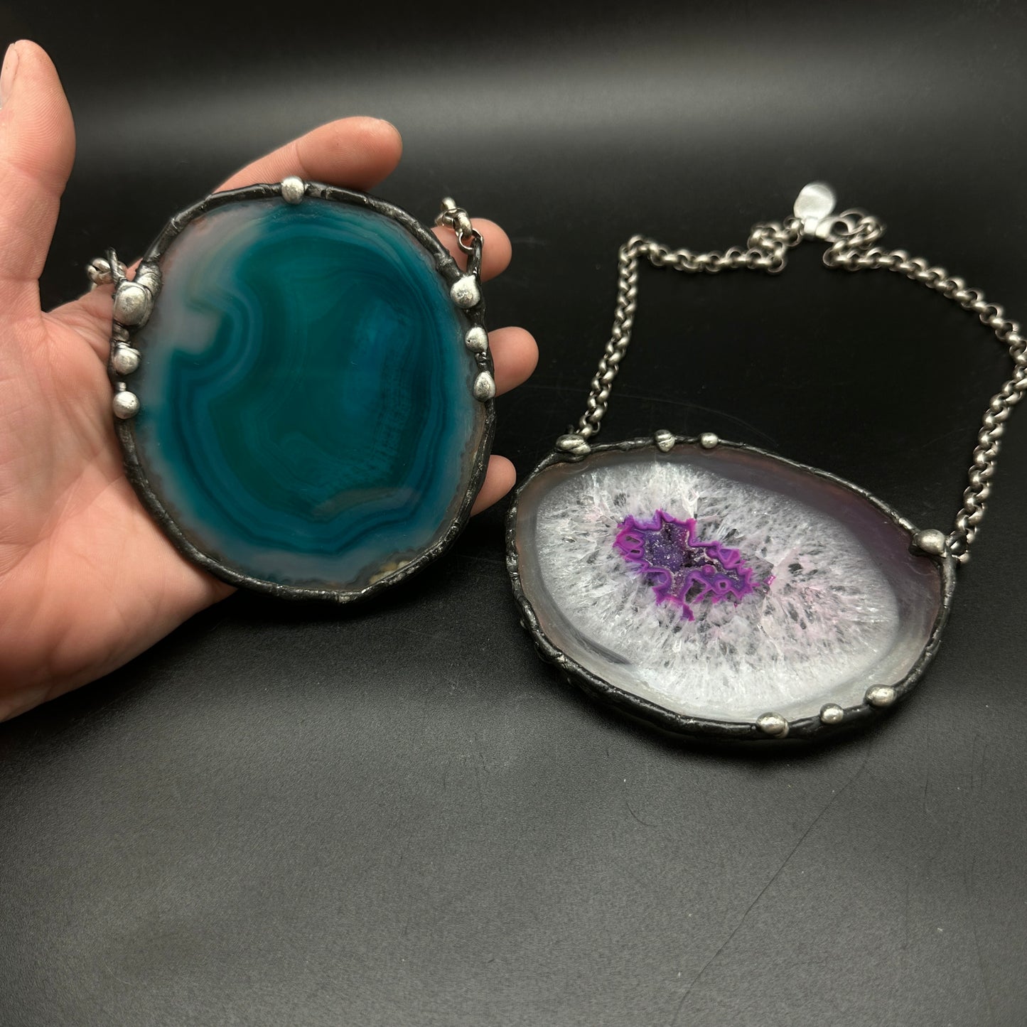Aqua ~ XL Geode Slice Necklace