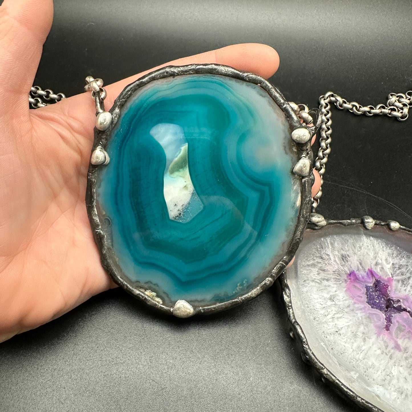 Aqua ~ XL Geode Slice Necklace