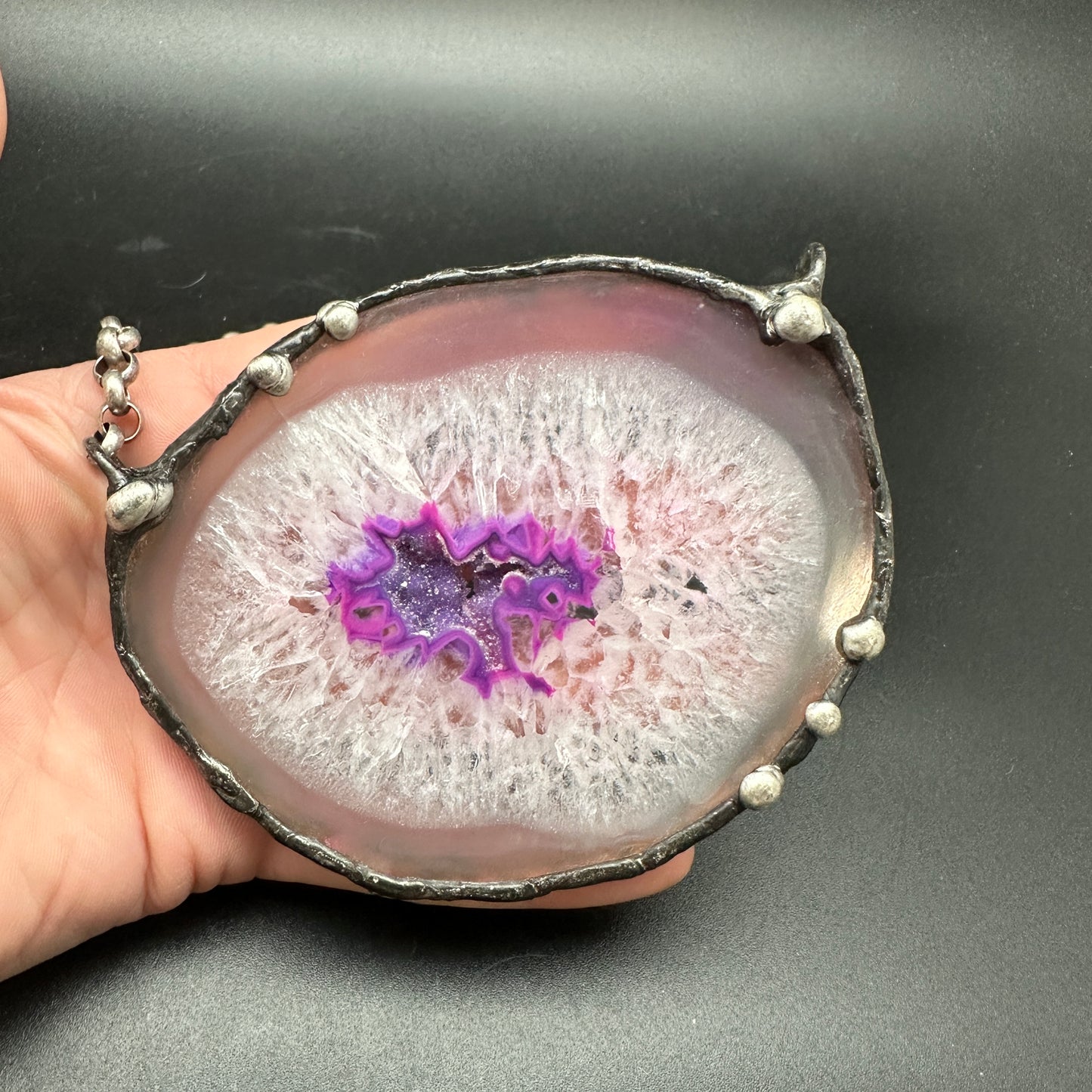 Andromeda ~ Purple Agate Disc Necklace