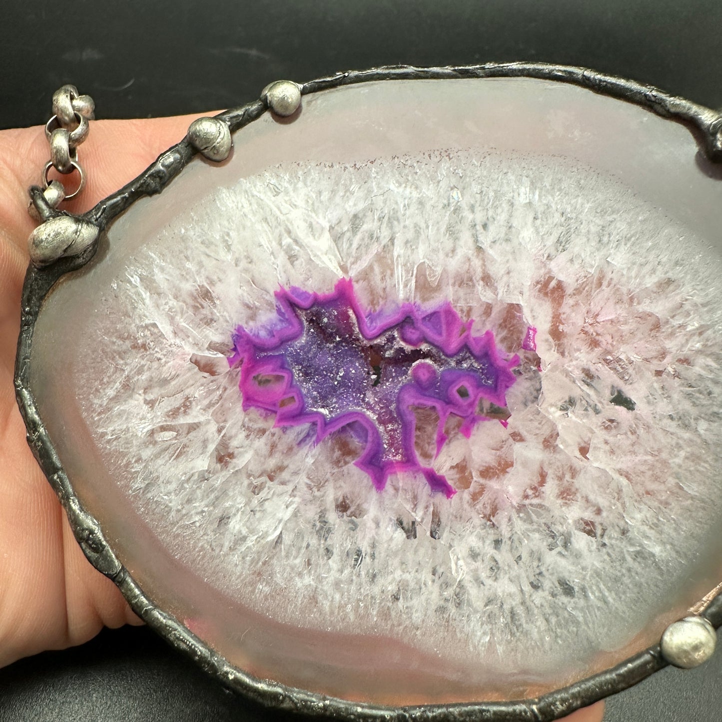 Andromeda ~ Purple Agate Disc Necklace