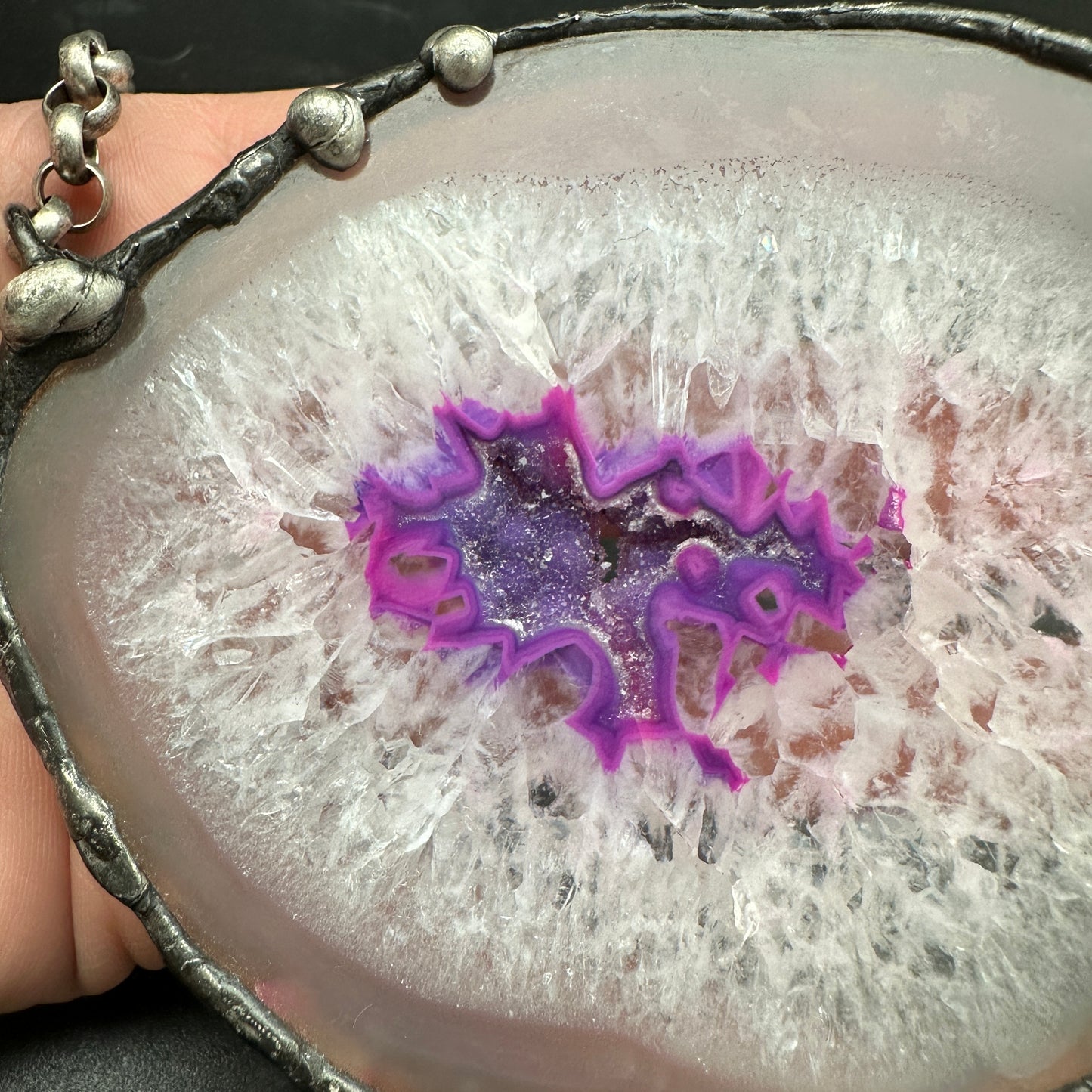 Andromeda ~ Purple Agate Disc Necklace