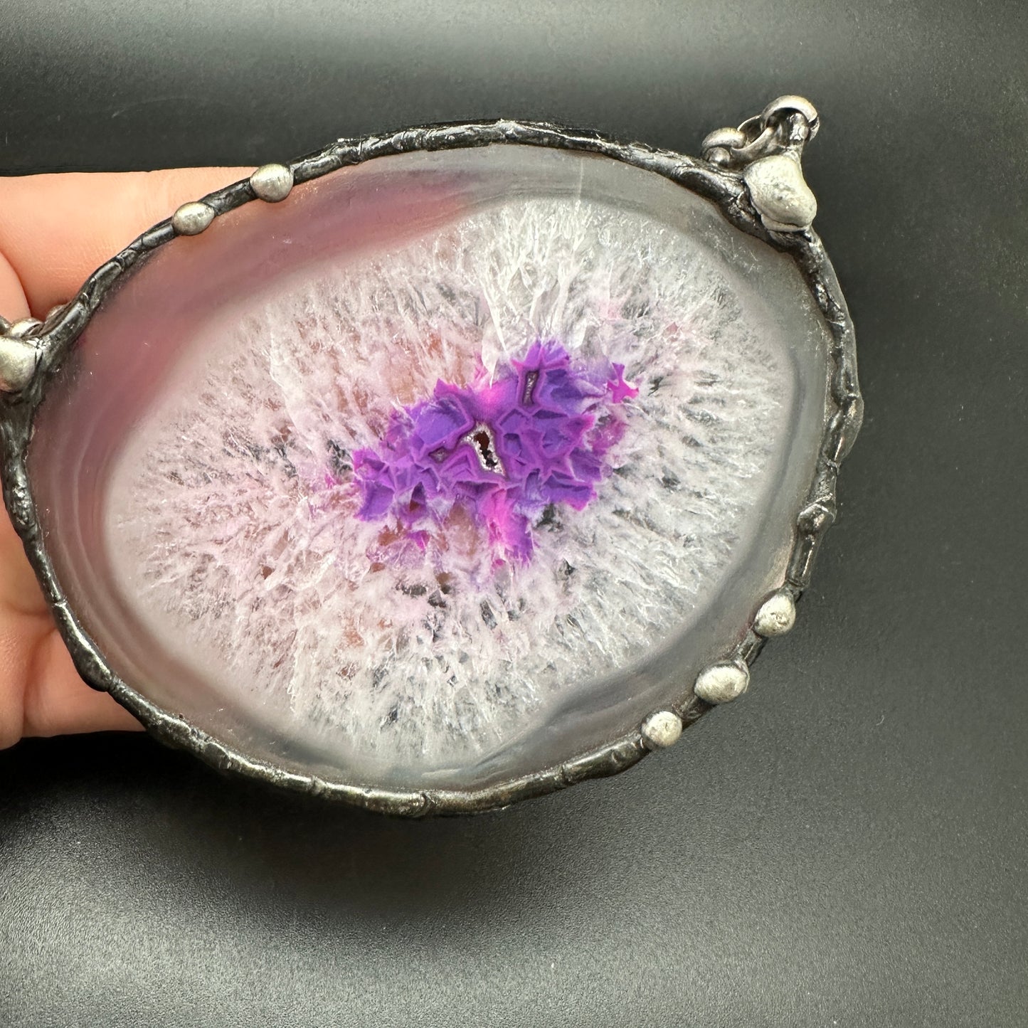 Andromeda ~ Purple Agate Disc Necklace
