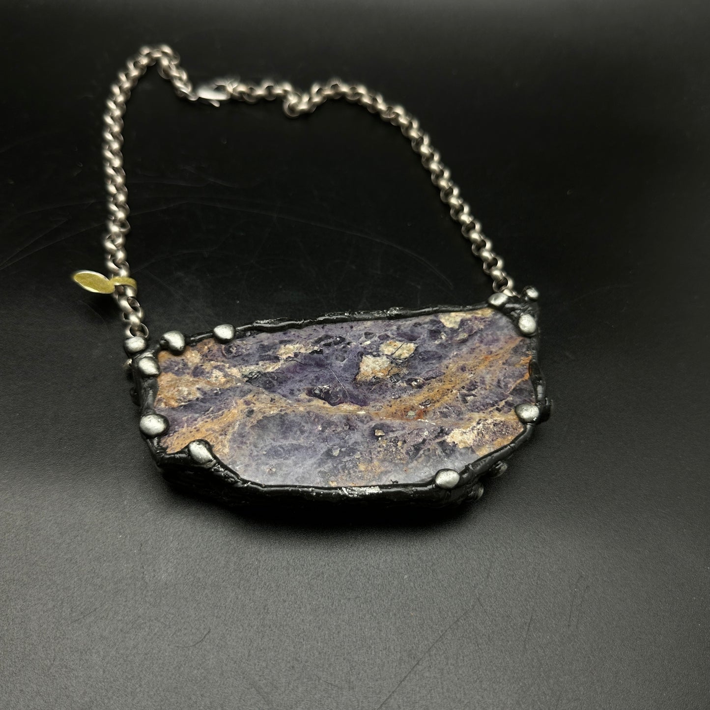 Martinique ~ Opaque Purple Fluorite Slab Necklace