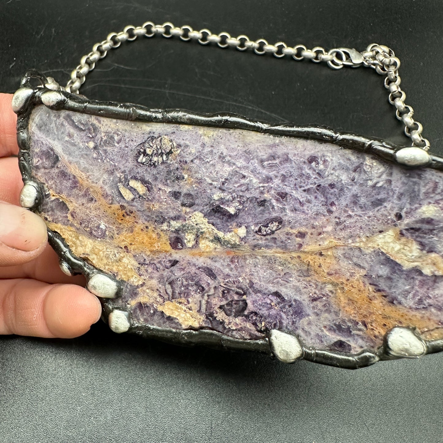 Martinique ~ Opaque Purple Fluorite Slab Necklace