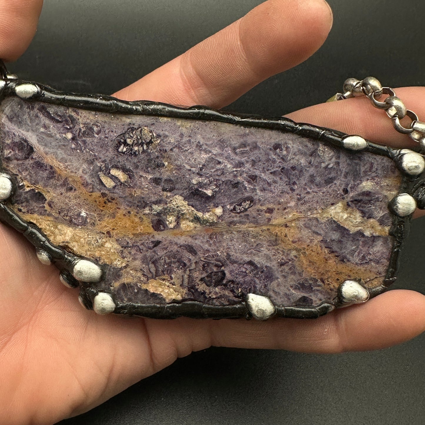 Martinique ~ Opaque Purple Fluorite Slab Necklace