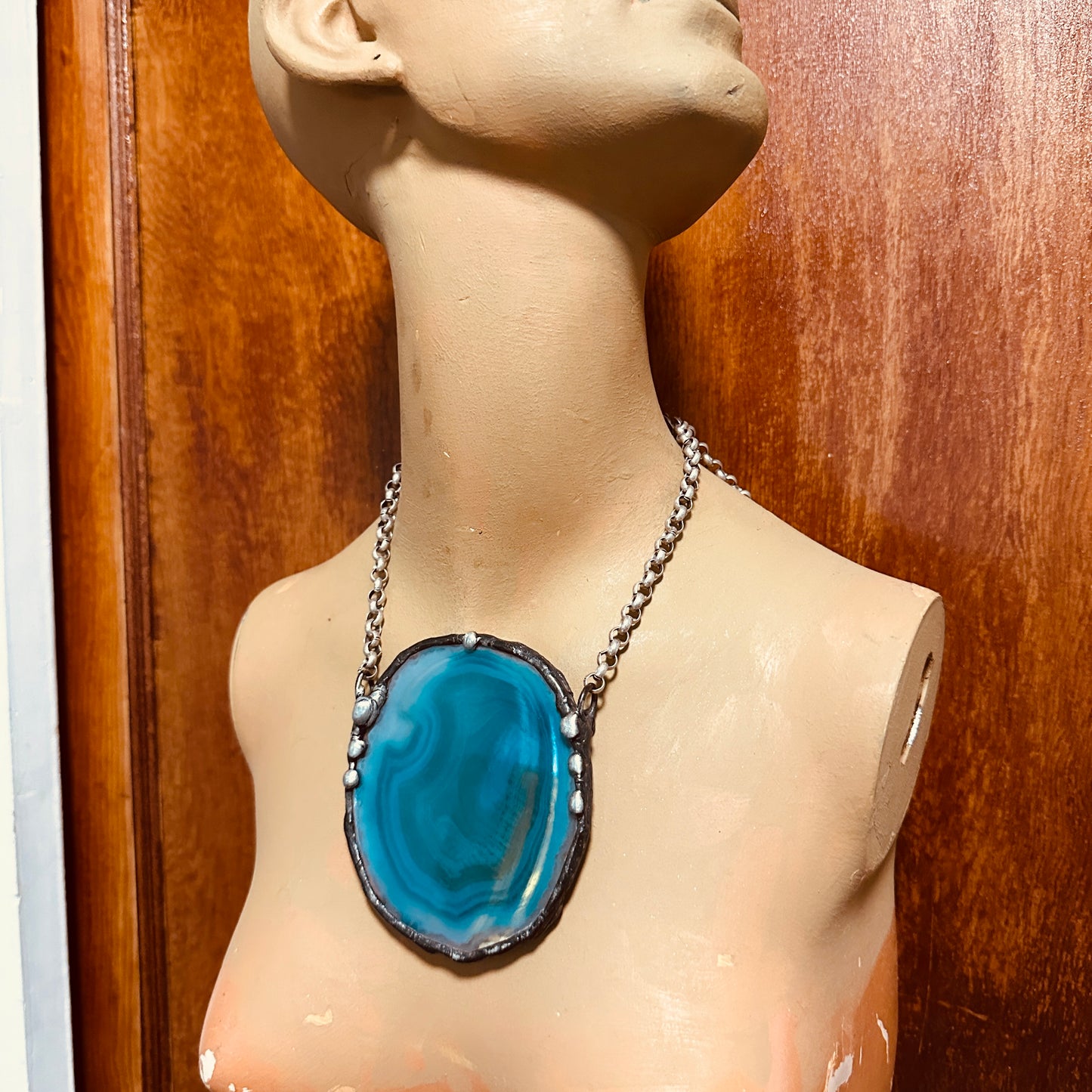 Aqua ~ XL Geode Slice Necklace