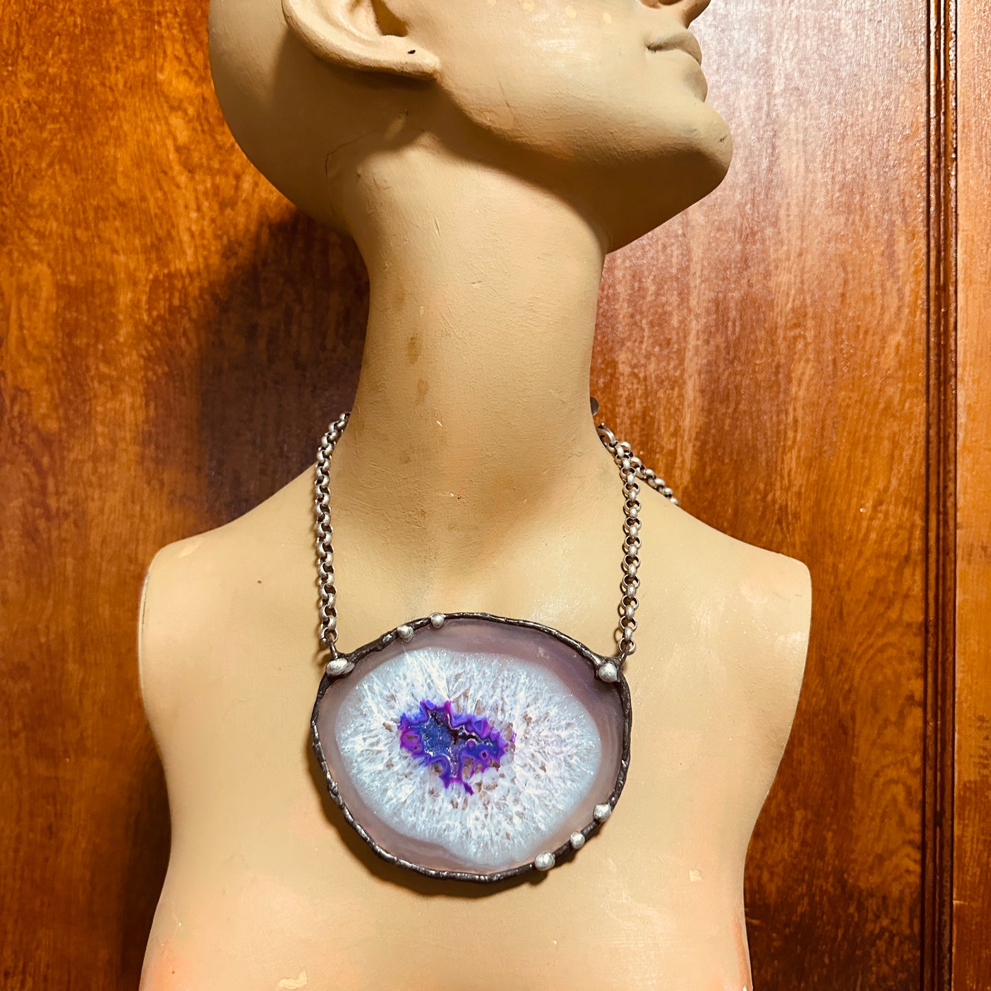 Andromeda ~ Purple Agate Disc Necklace