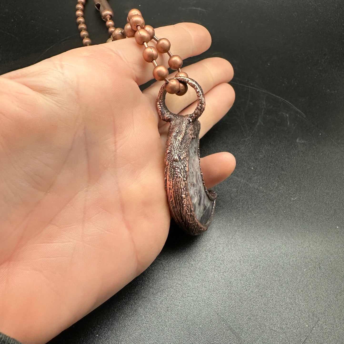 Tidings ~ Copper Half Moon Amethyst Necklace