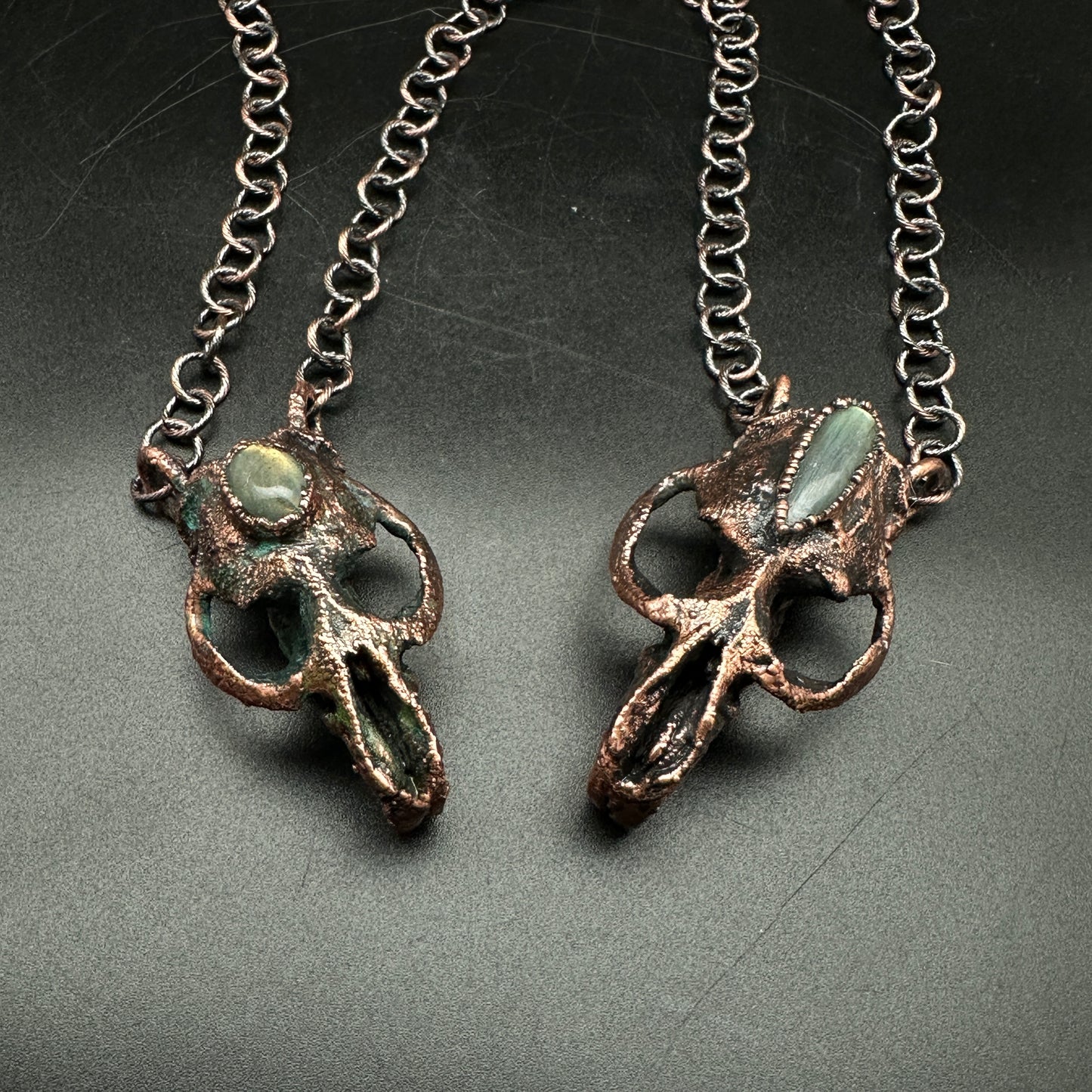 Chimera ~ Copper Electroformed Skull Talisman Necklace