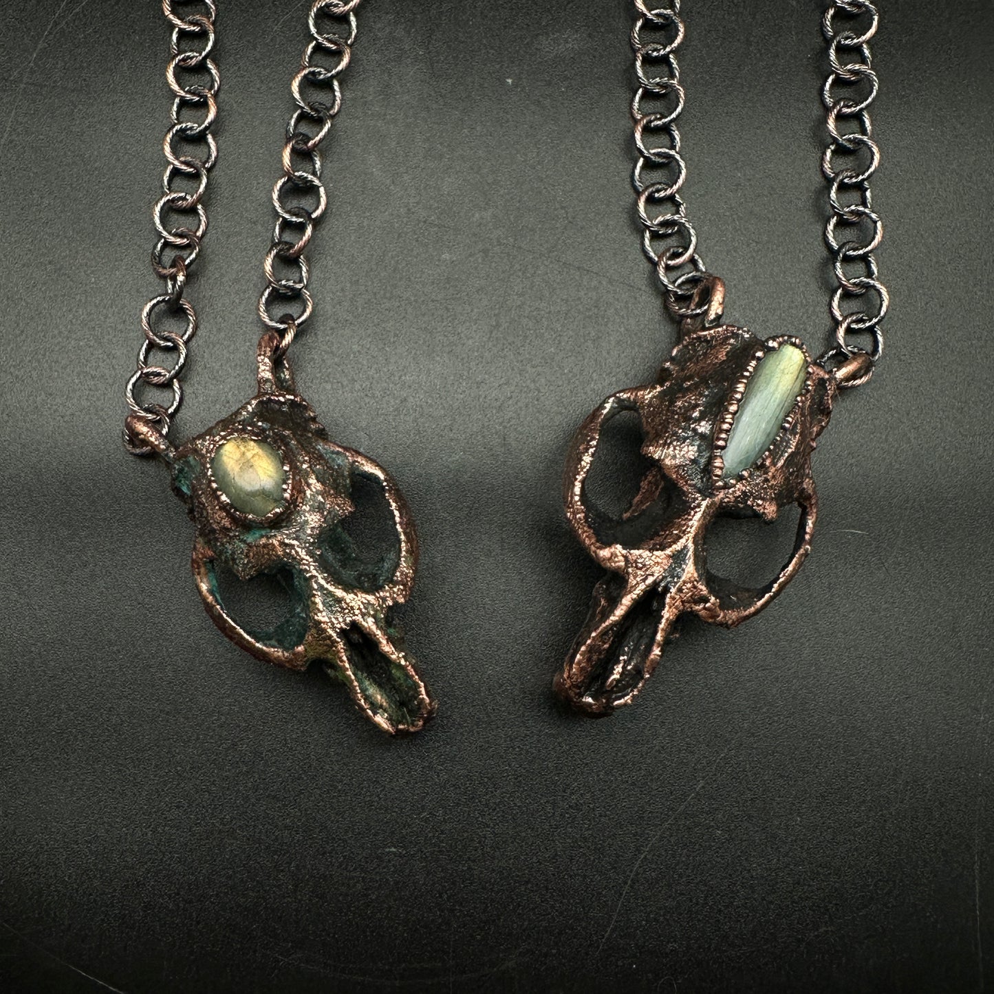 Chimera ~ Copper Electroformed Skull Talisman Necklace