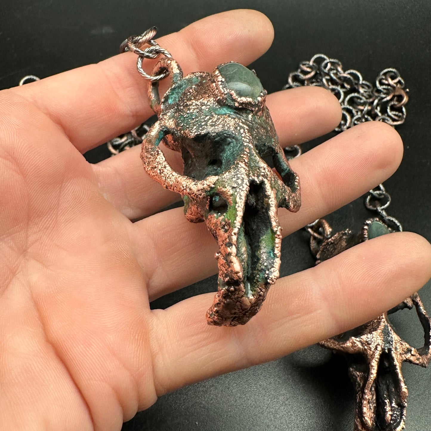 Chimera ~ Copper Electroformed Skull Talisman Necklace