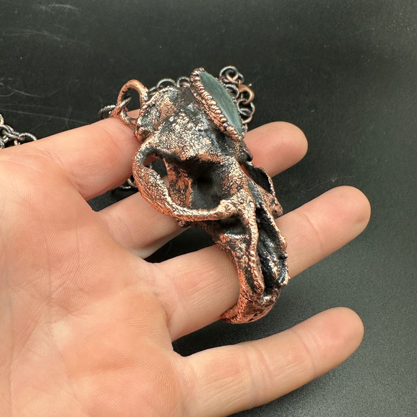 Chimera ~ Copper Electroformed Skull Talisman Necklace