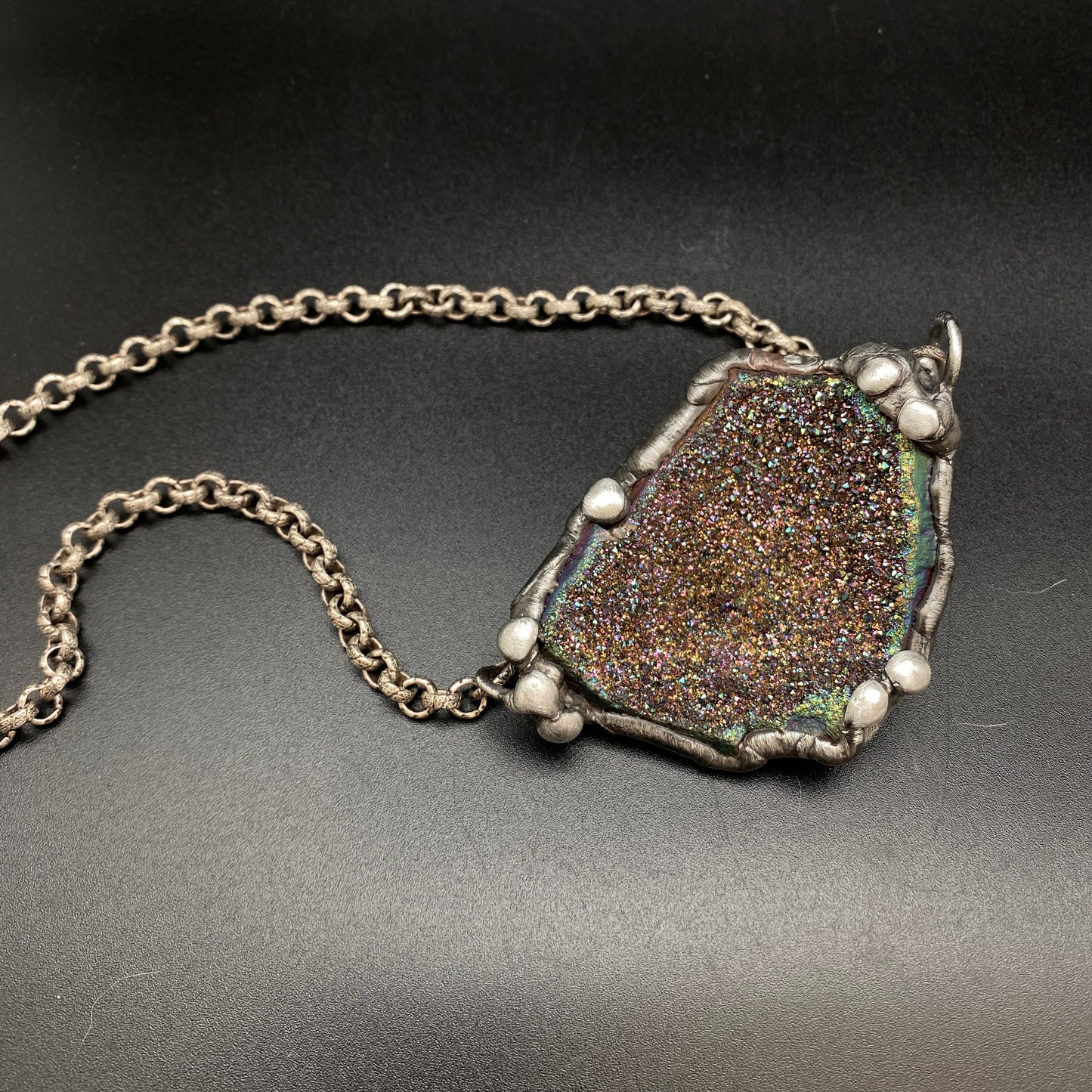 Gilded ~ Unicorn Quartz, Titanium Quartz Geode Necklace