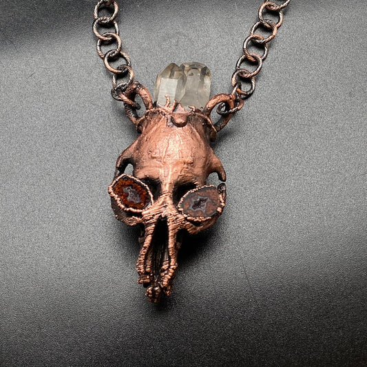 Chimera Electra ~ Copper Electroformed Skull Talisman Necklace