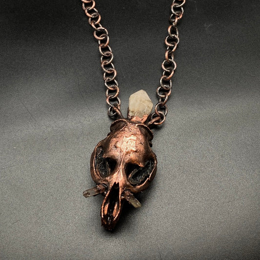 Chimera Tuskus ~ Copper Electroformed Skull Talisman Necklace