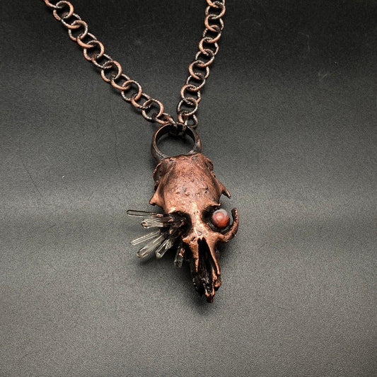 Chimera Infectus ~ Copper Electroformed Skull Talisman Necklace