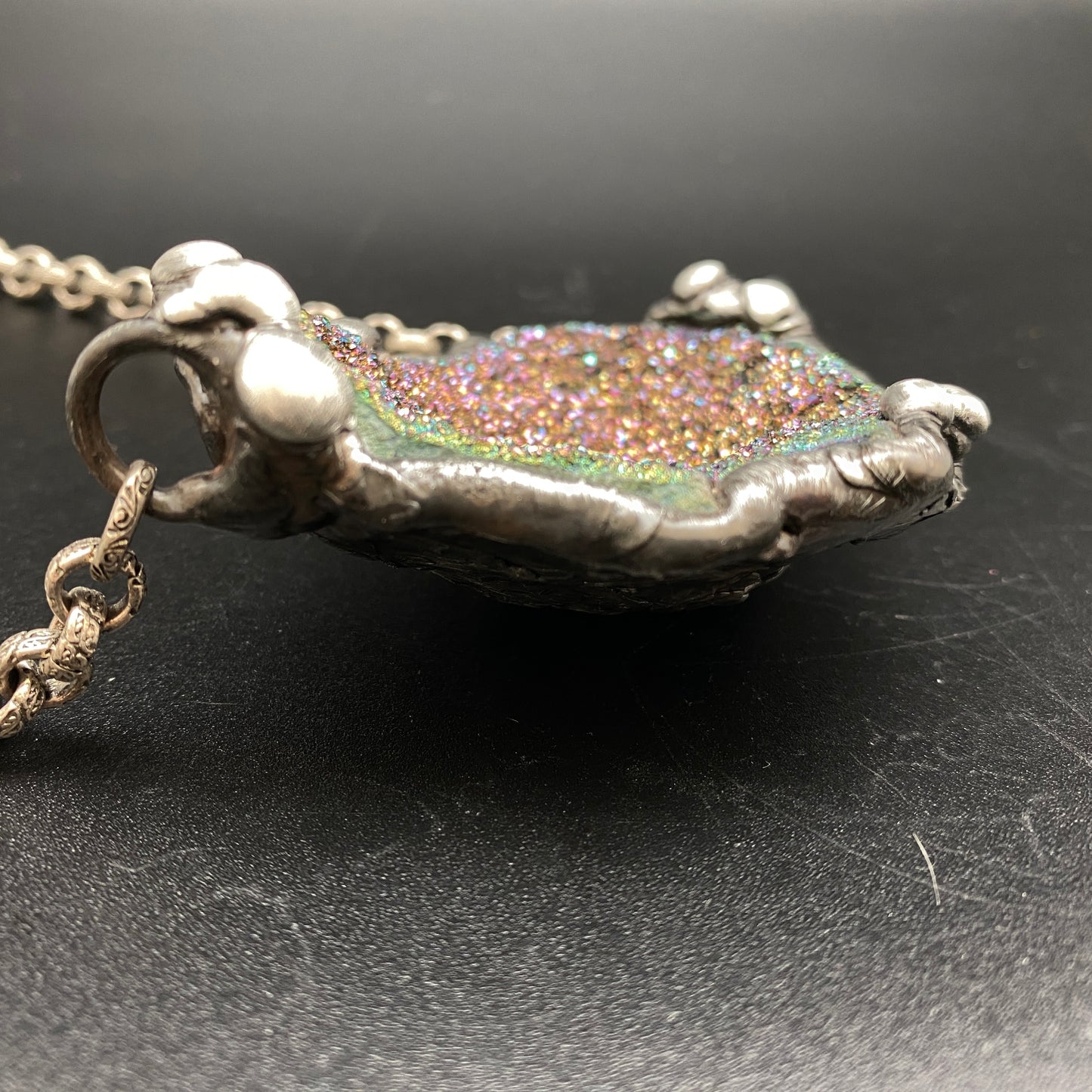 Gilded ~ Unicorn Quartz, Titanium Quartz Geode Necklace