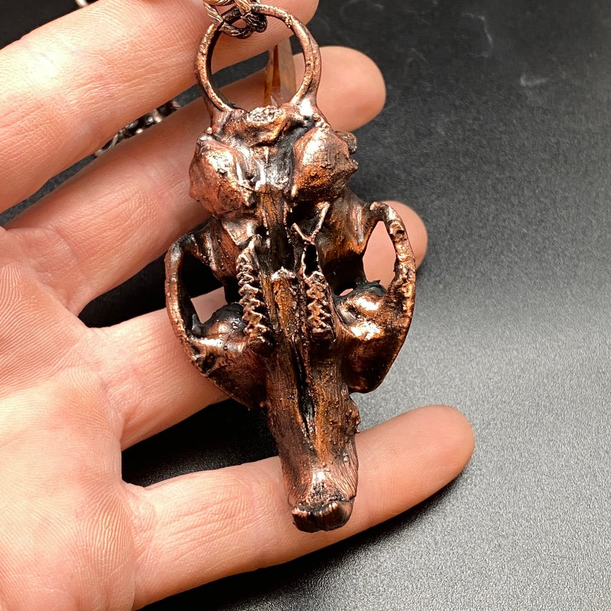 Chimera Anarcha ~ Copper Electroformed Skull Talisman Necklace