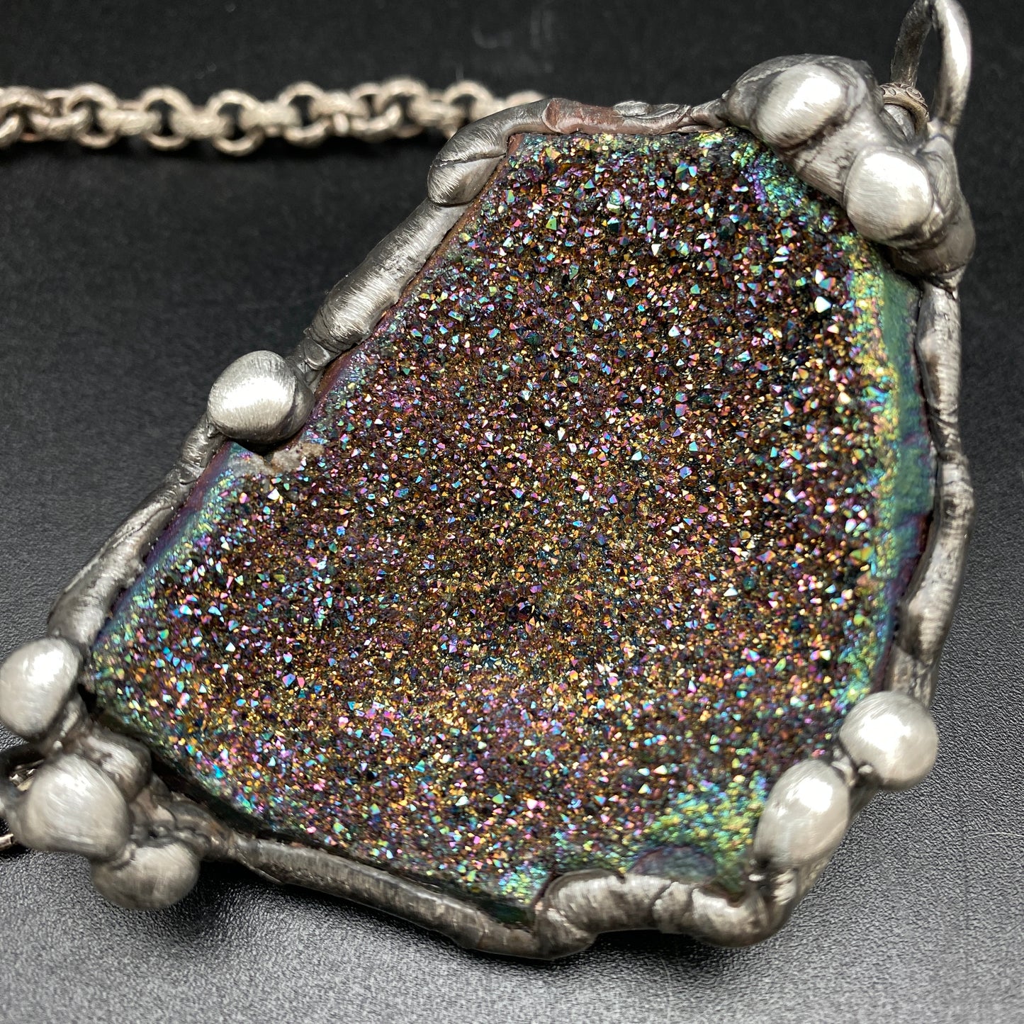 Gilded ~ Unicorn Quartz, Titanium Quartz Geode Necklace