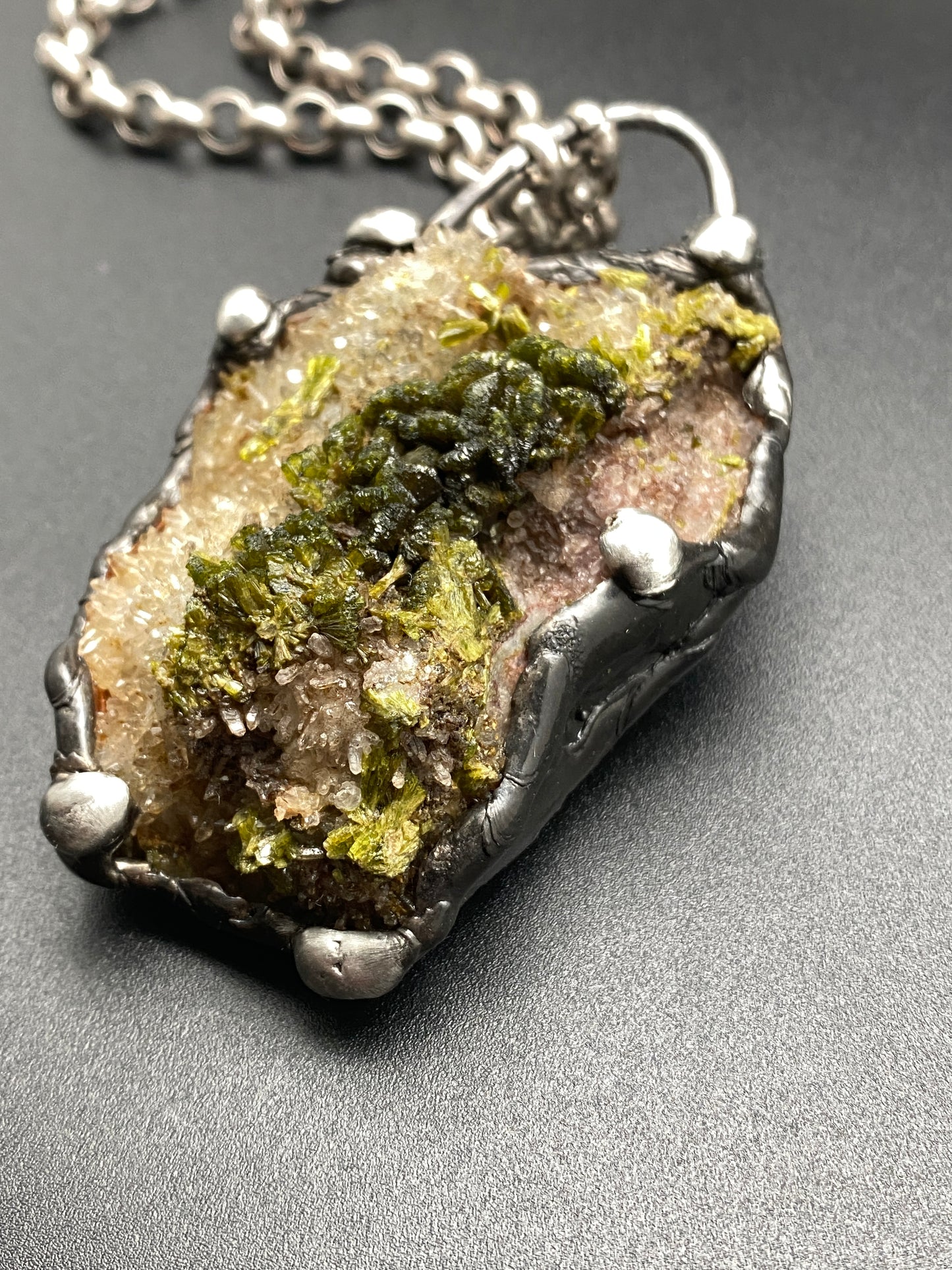 Gaia ~ Epidote Quartz Tourmaline ~ Statement Necklace