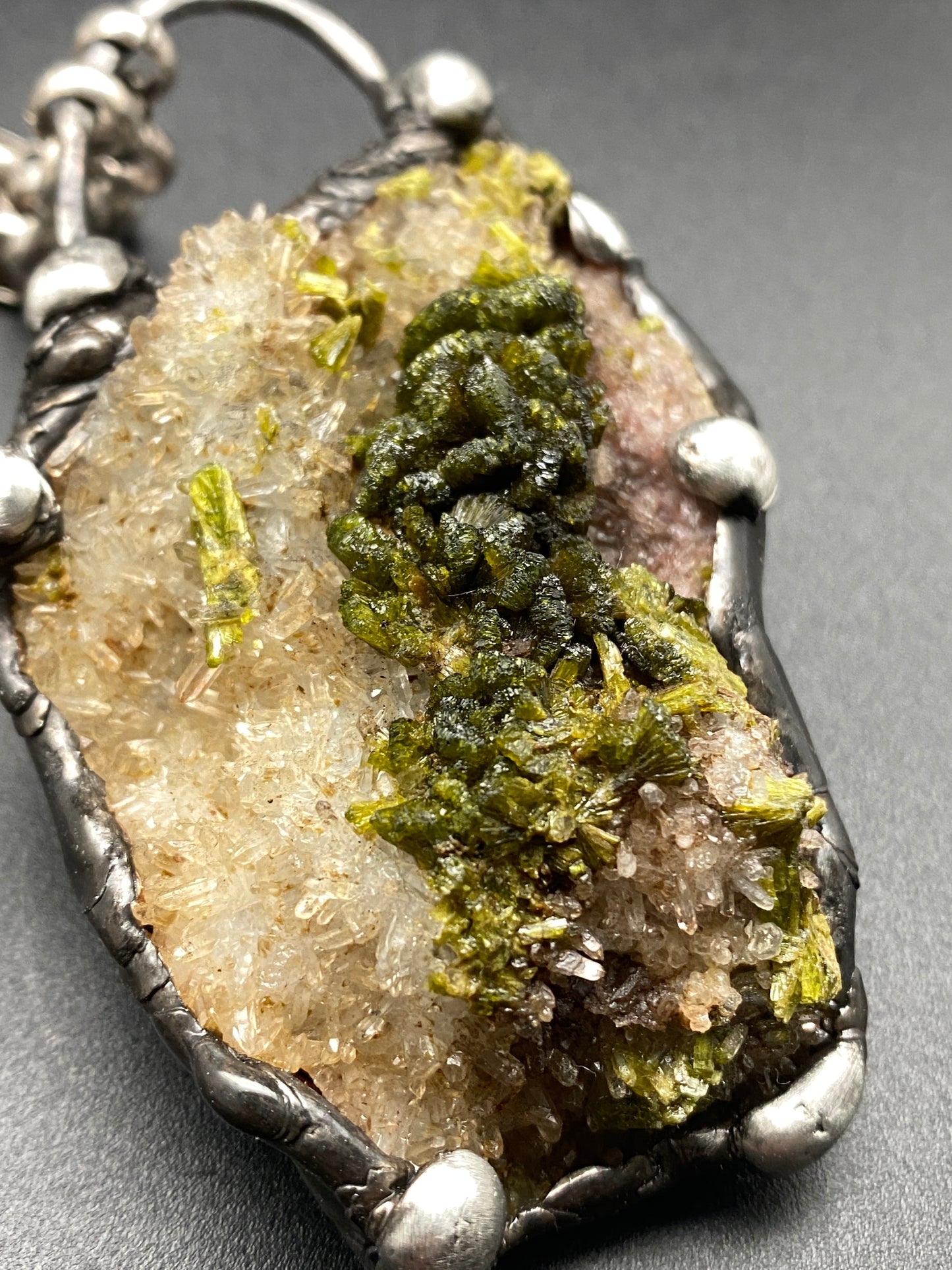 Gaia ~ Epidote Quartz Tourmaline ~ Statement Necklace