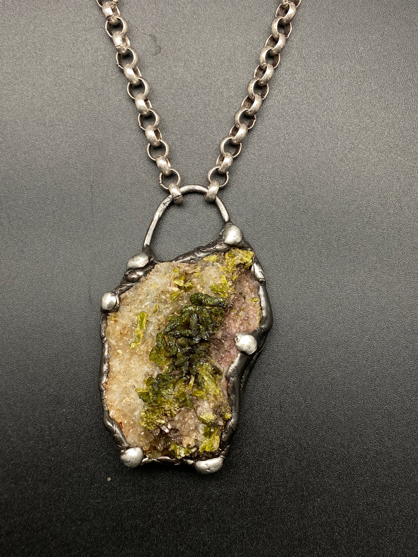 Gaia ~ Epidote Quartz Tourmaline ~ Statement Necklace