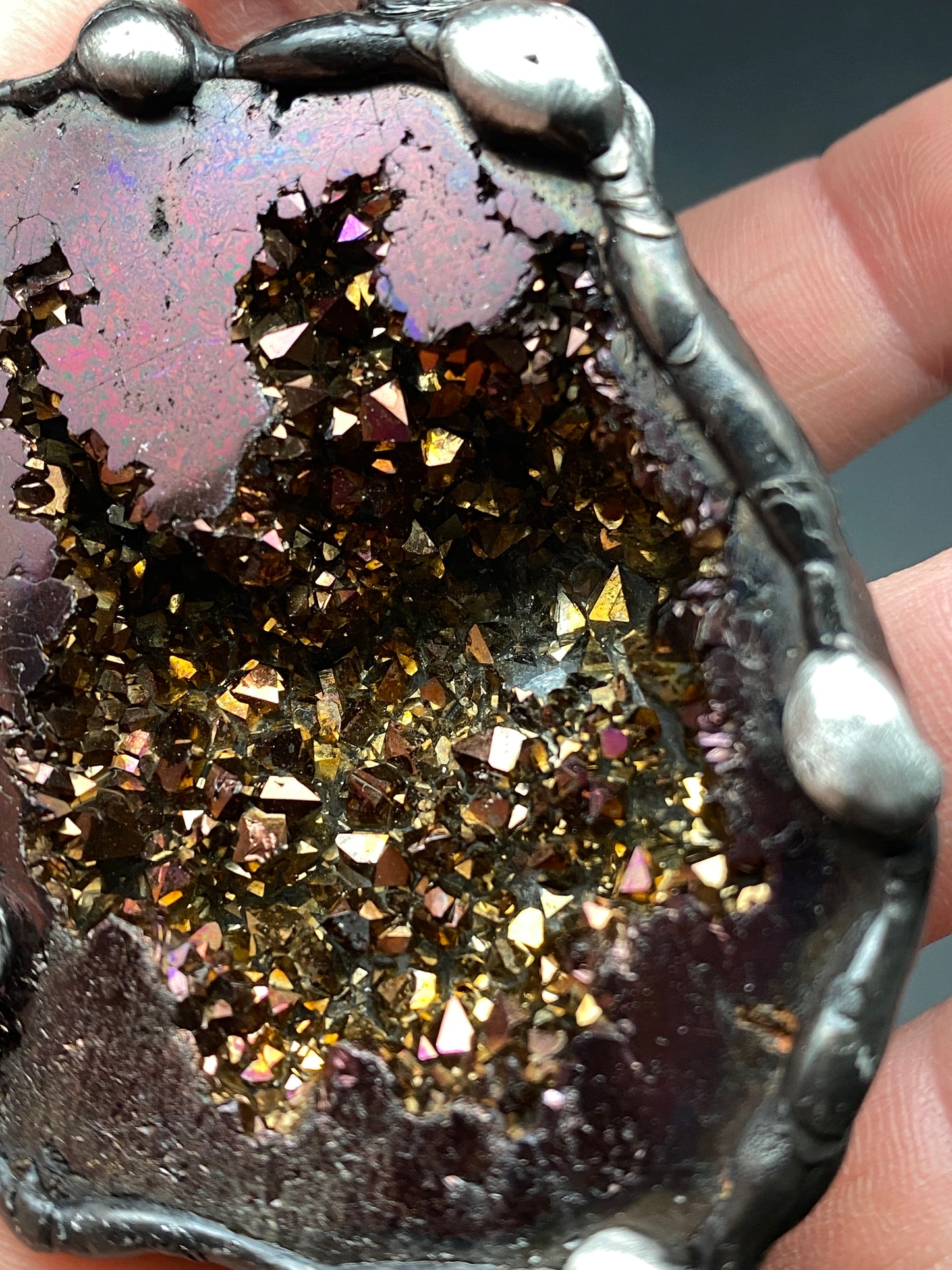 Orbits ~ Purple Titanium Quartz Geode Necklace