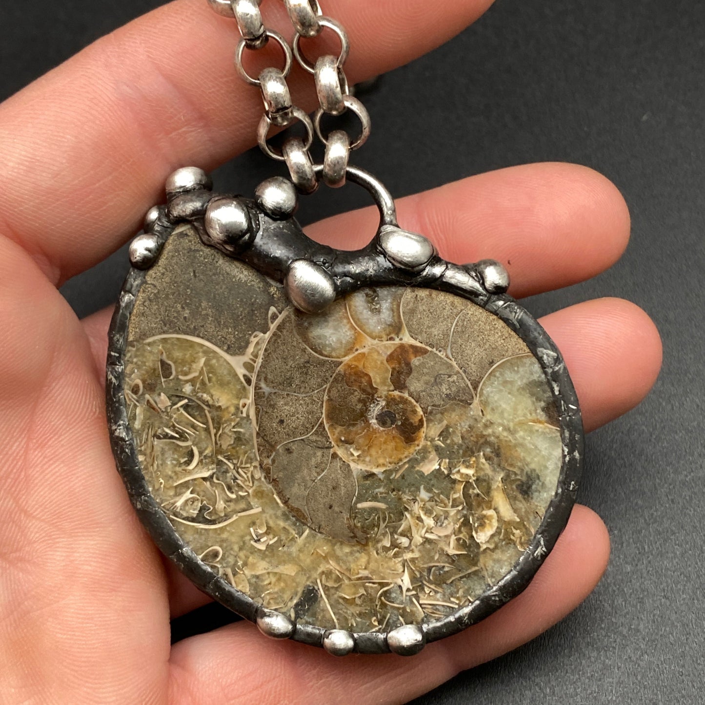 Fibonacci ~ Fossil Ammonite Necklace