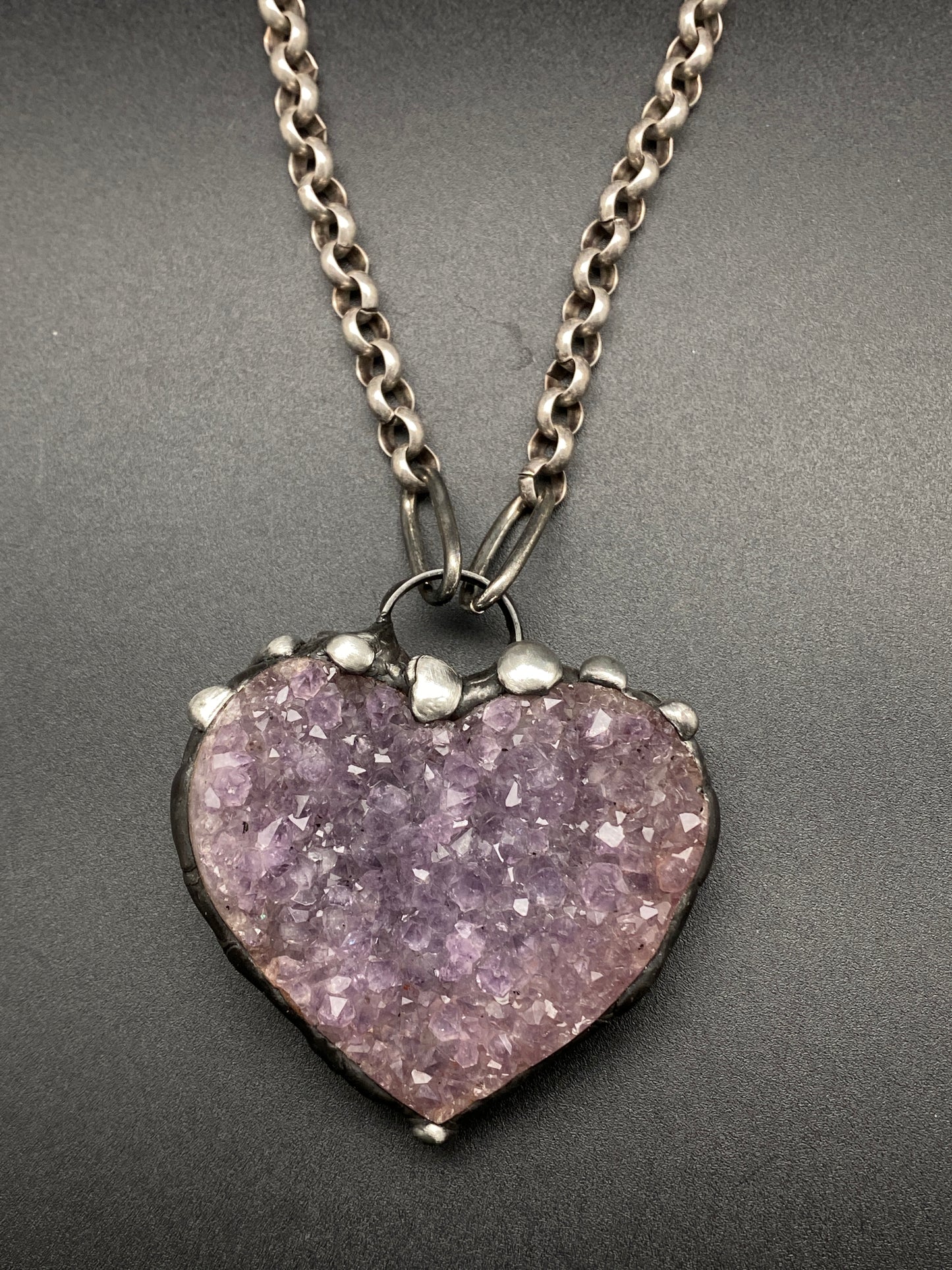 Glow Up ~ Heart Shaped Amethyst Crystal Necklace