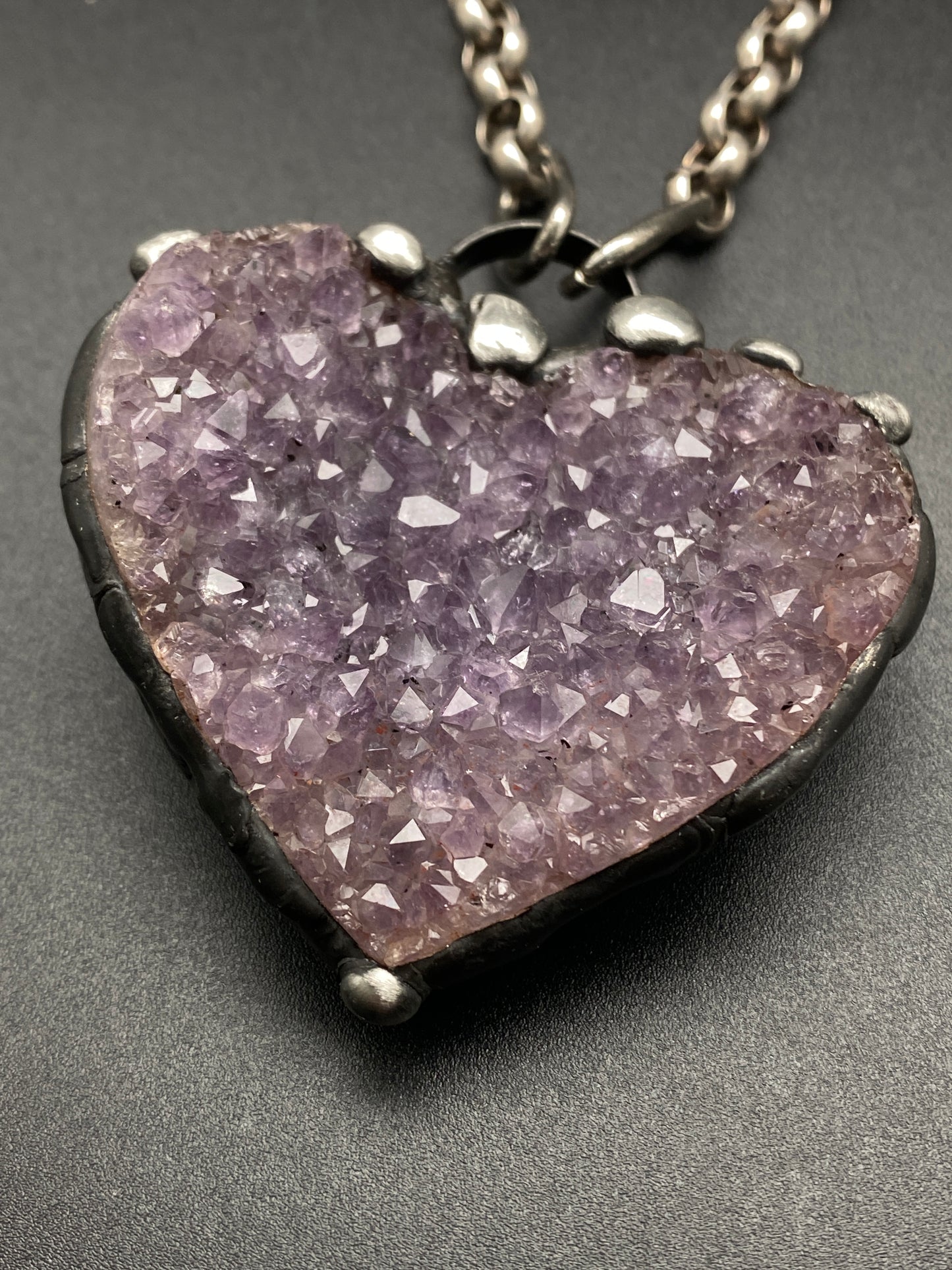 Glow Up ~ Heart Shaped Amethyst Crystal Necklace