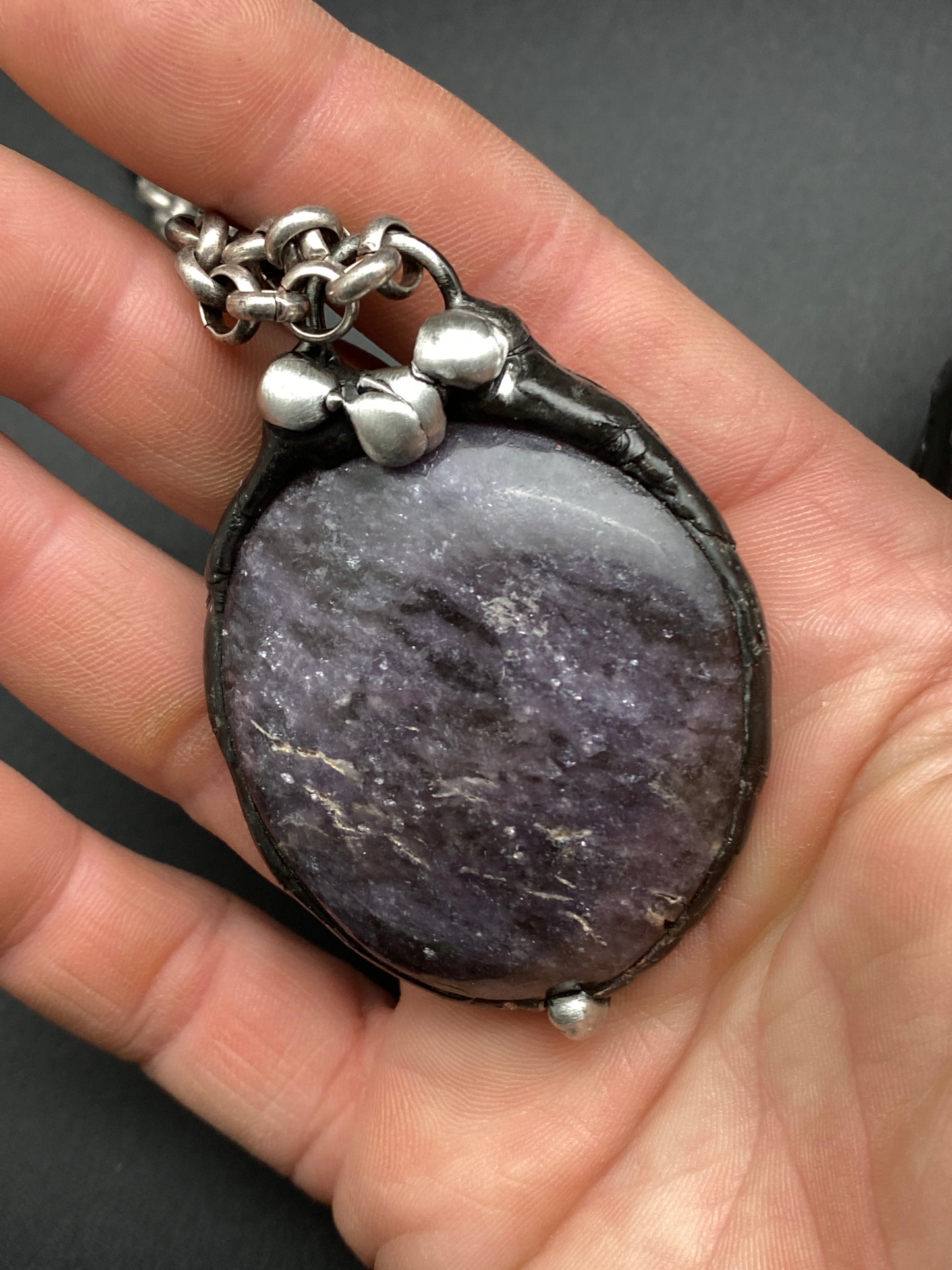 Grape Juice ~ Lepidolite Orb Necklace