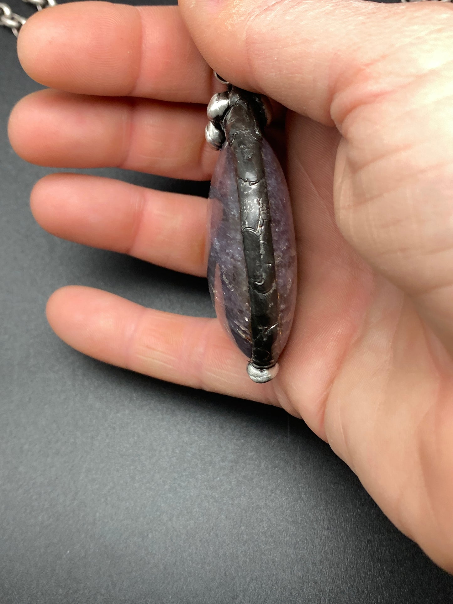 Grape Juice ~ Lepidolite Orb Necklace