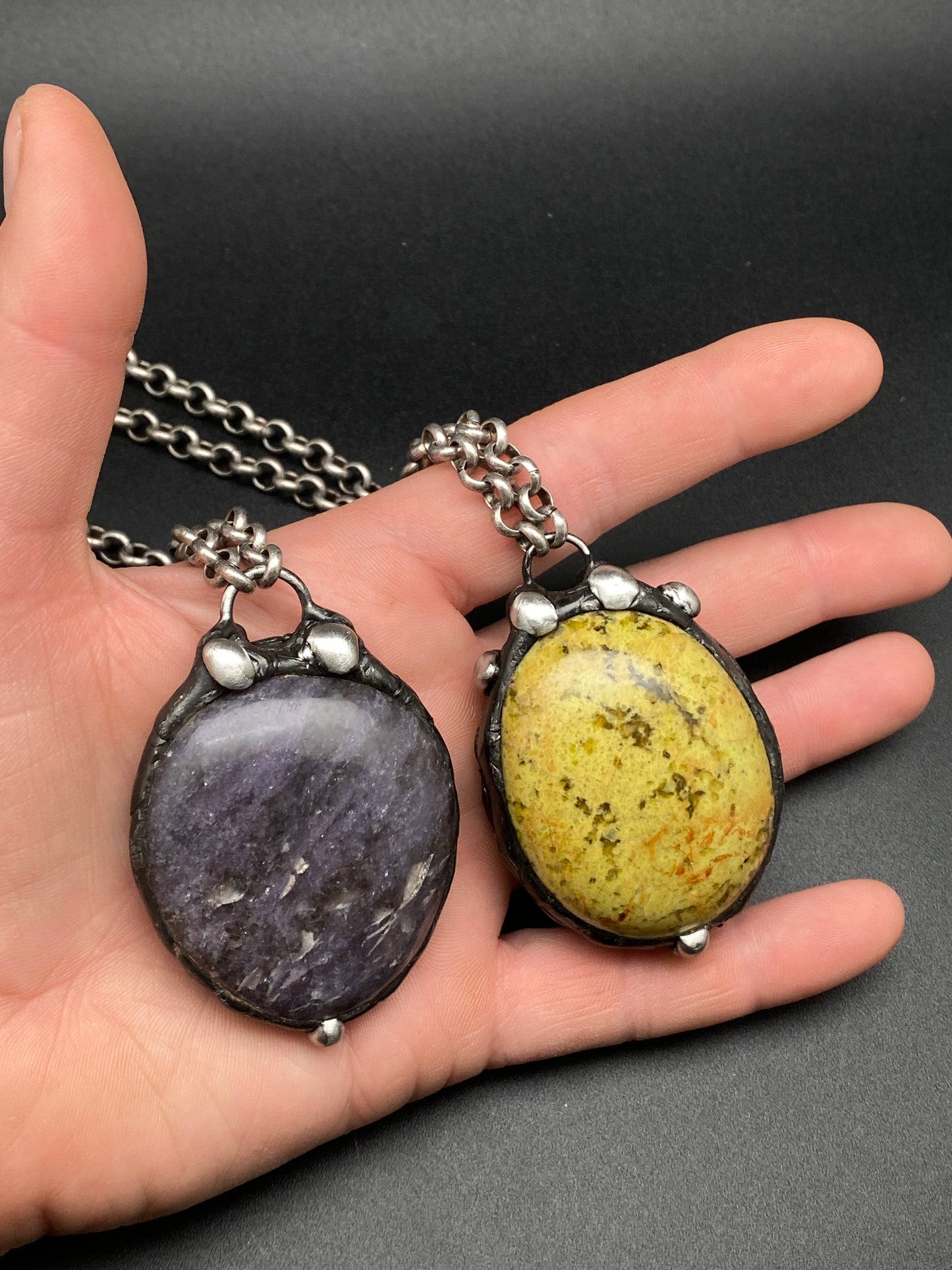 Grape Juice ~ Lepidolite Orb Necklace
