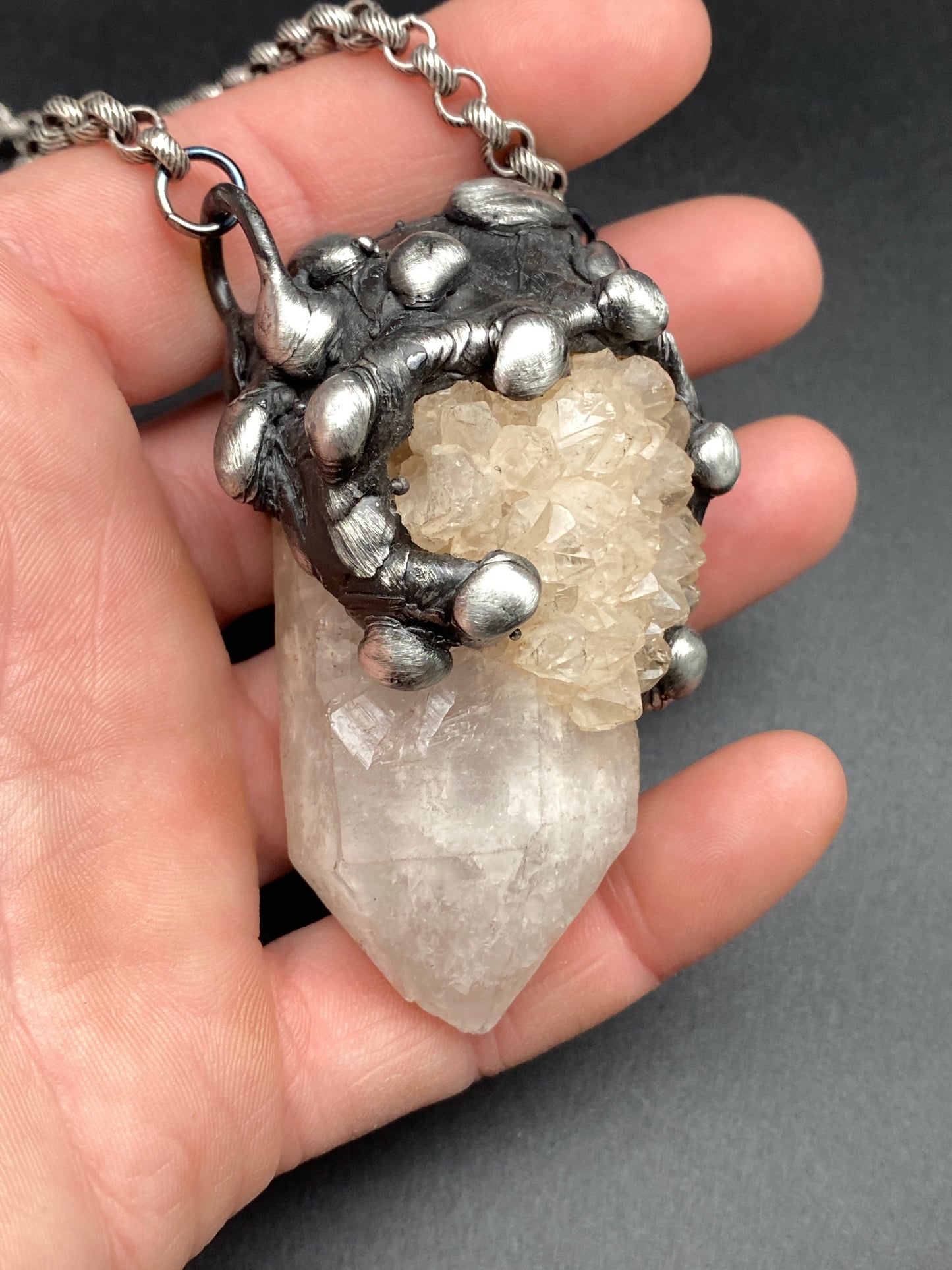 Calypso ~ Clustered Point Quartz Necklace
