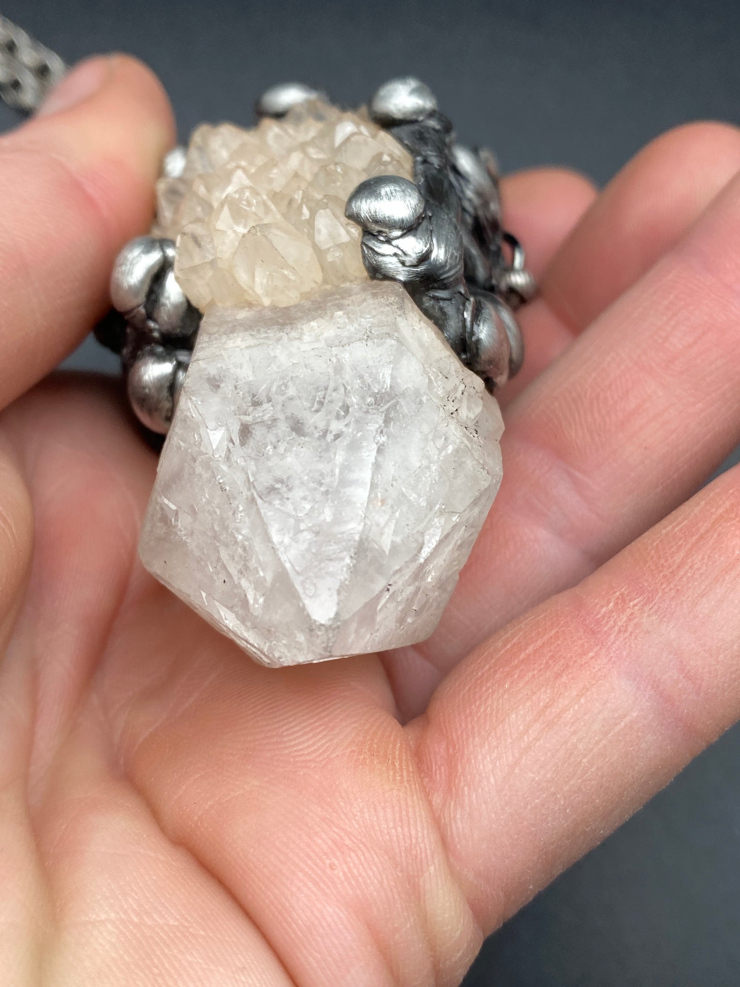Calypso ~ Clustered Point Quartz Necklace