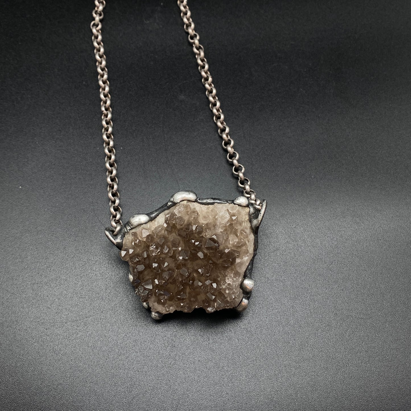 Mirrors ~ Smoky Quartz Cluster Crystal Necklace