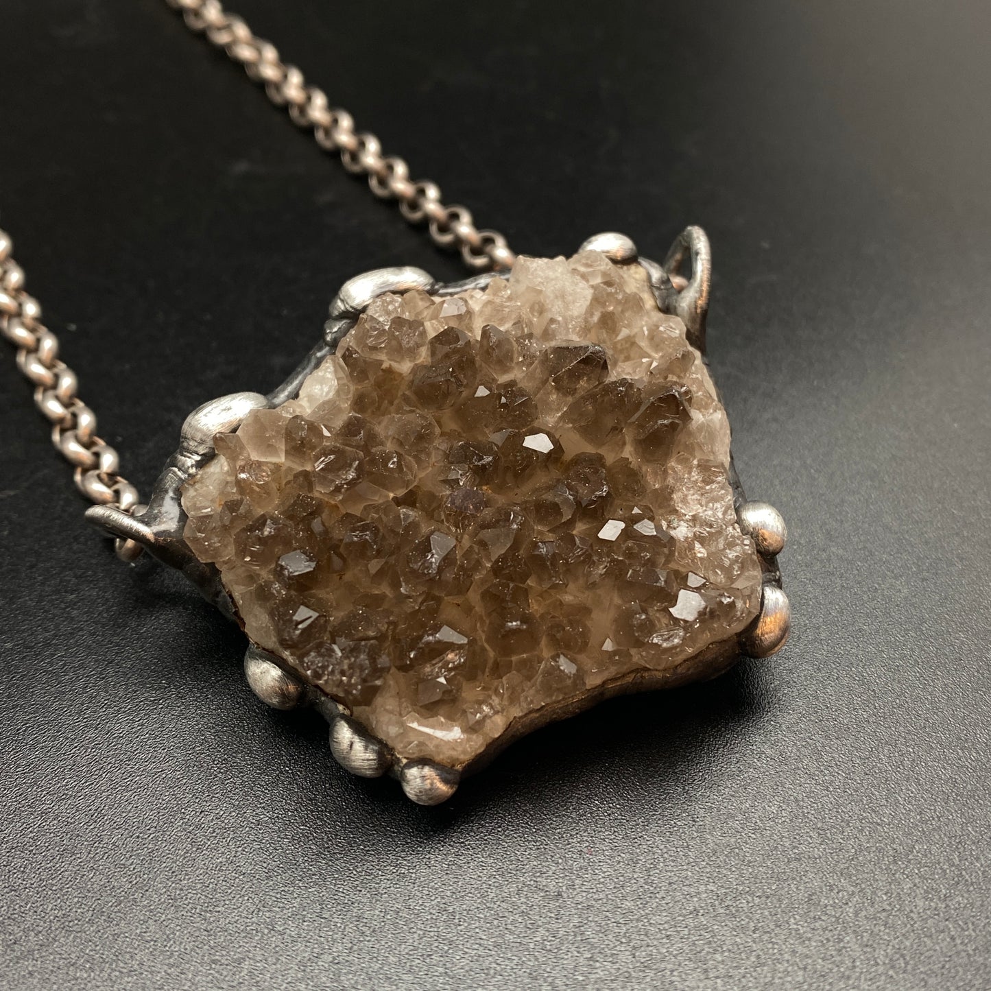 Mirrors ~ Smoky Quartz Cluster Crystal Necklace