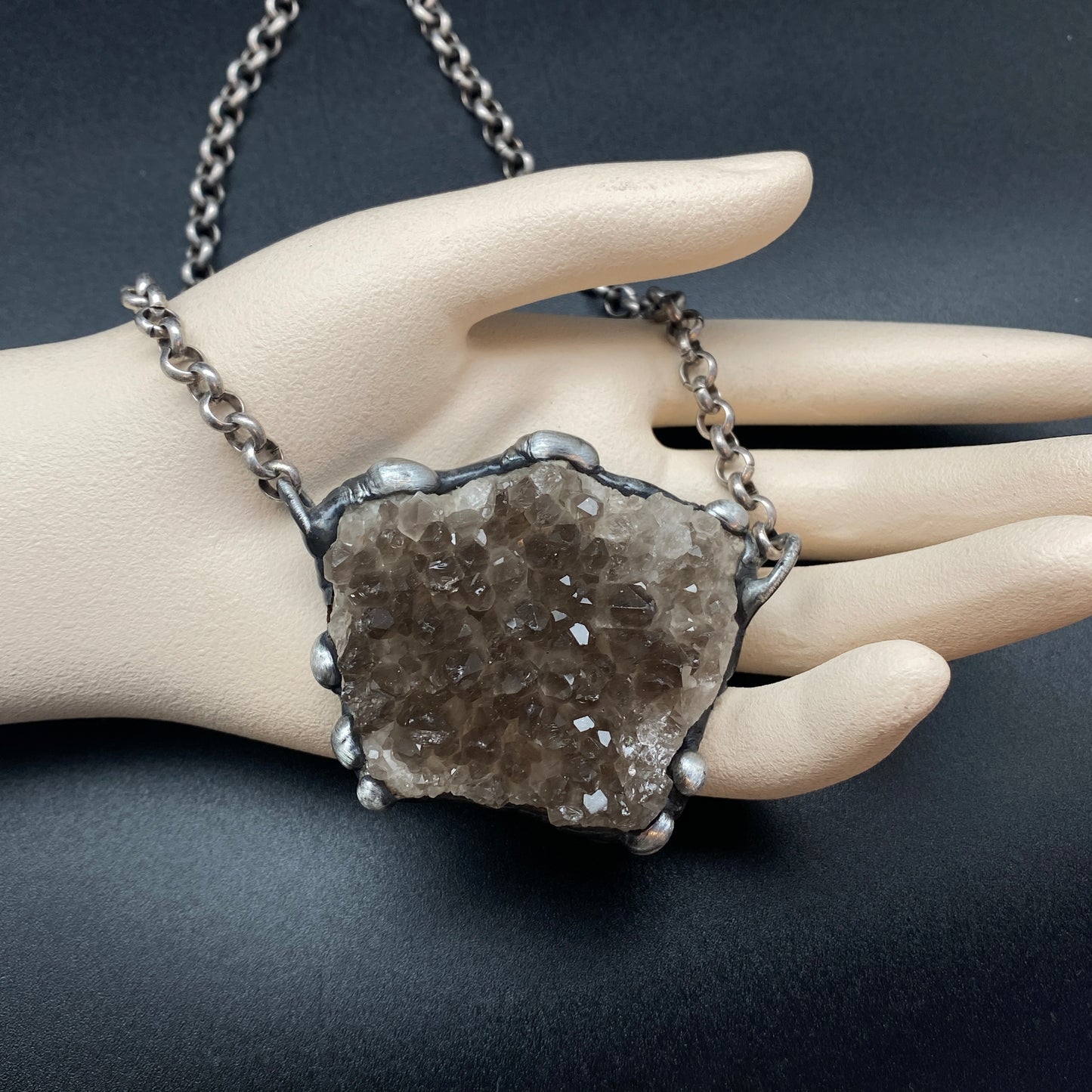 Mirrors ~ Smoky Quartz Cluster Crystal Necklace