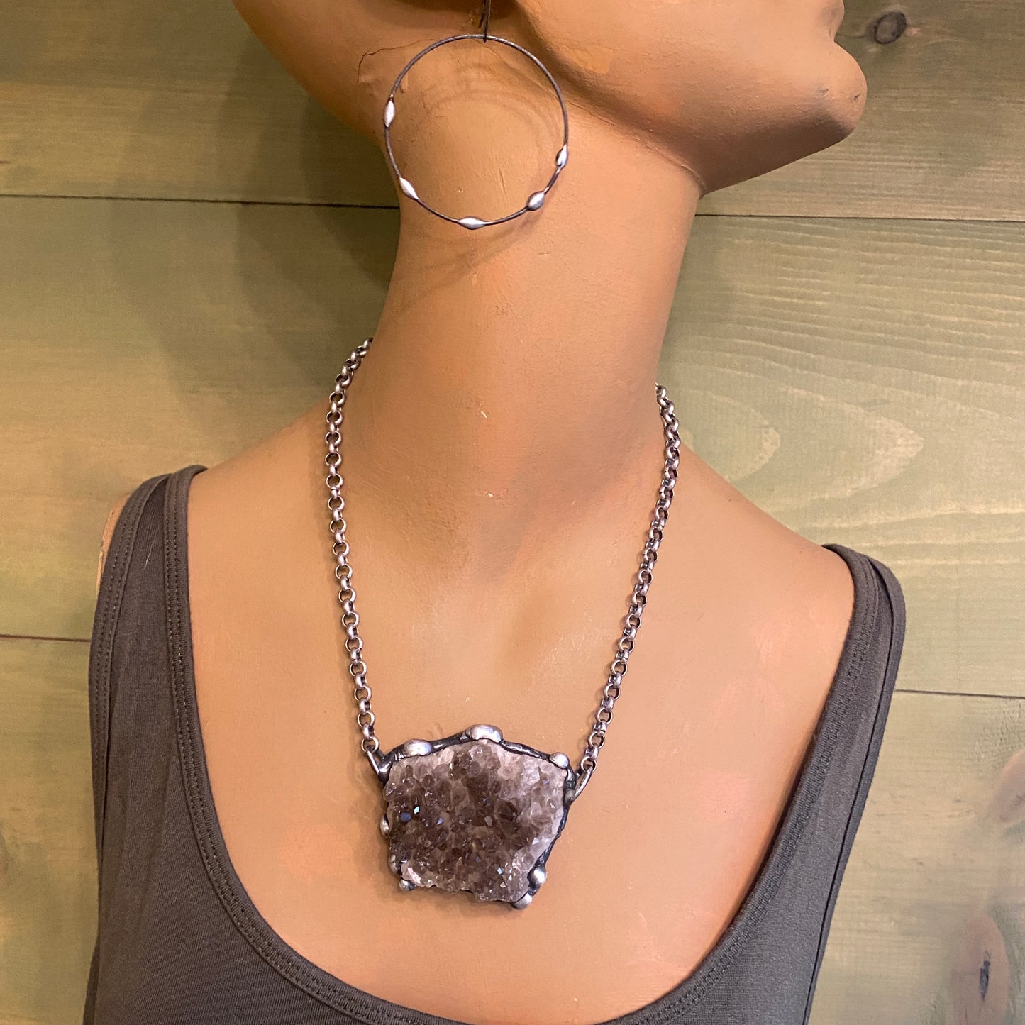 Mirrors ~ Smoky Quartz Cluster Crystal Necklace