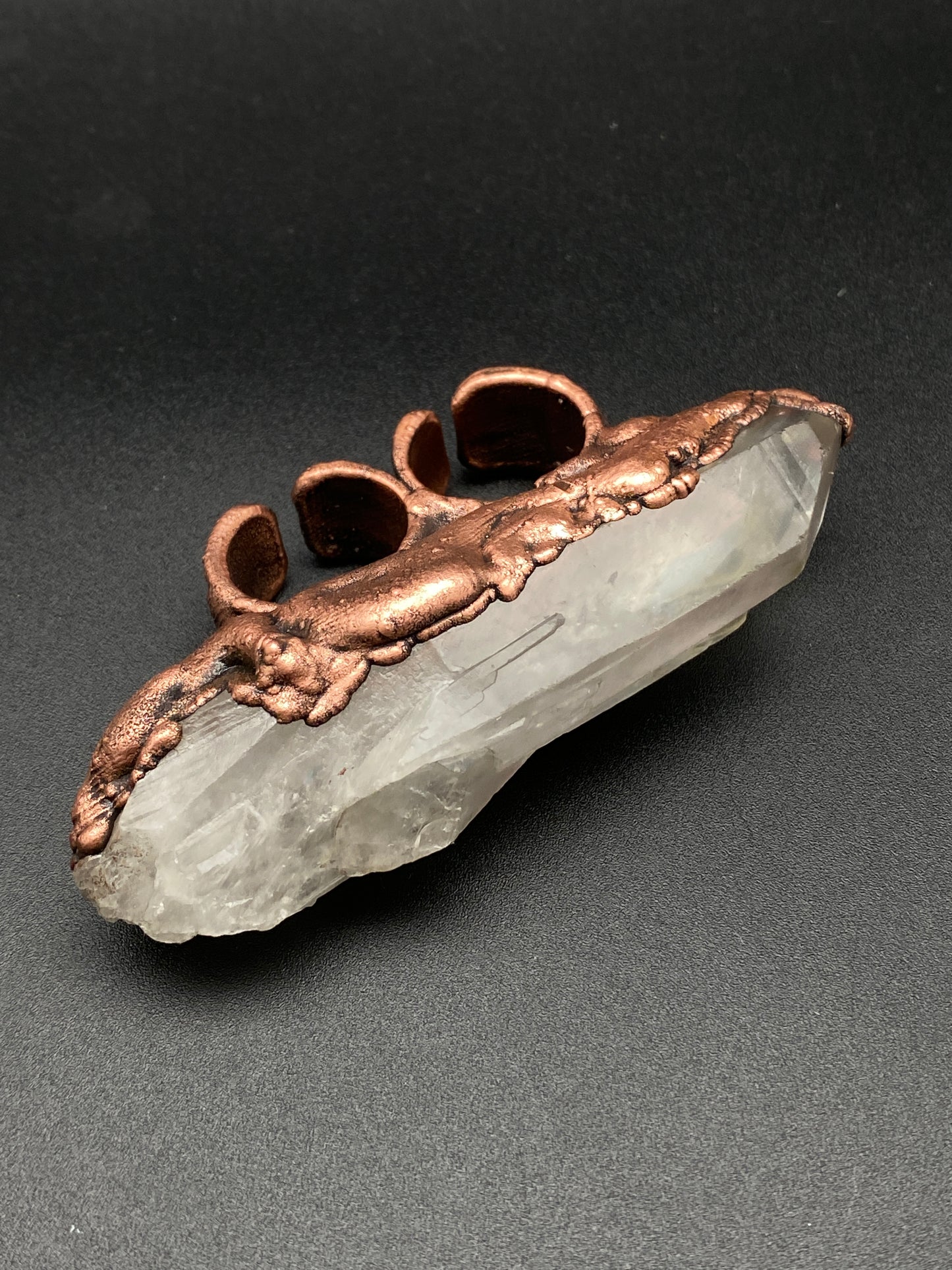 Axis ~ Double Finger Ring ~ Clear Quartz
