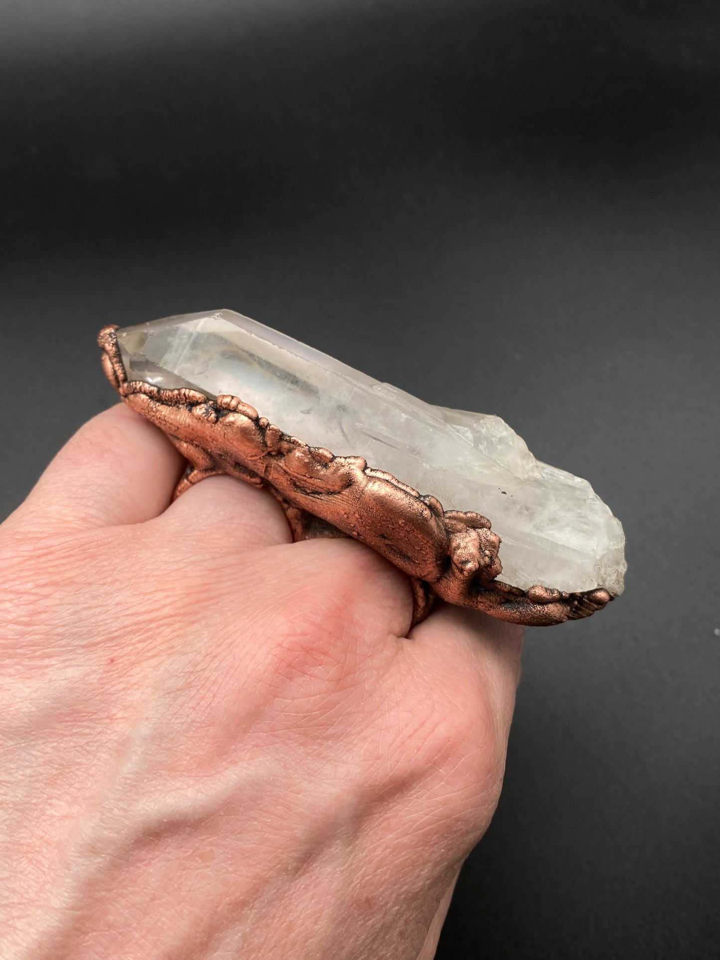 Axis ~ Double Finger Ring ~ Clear Quartz