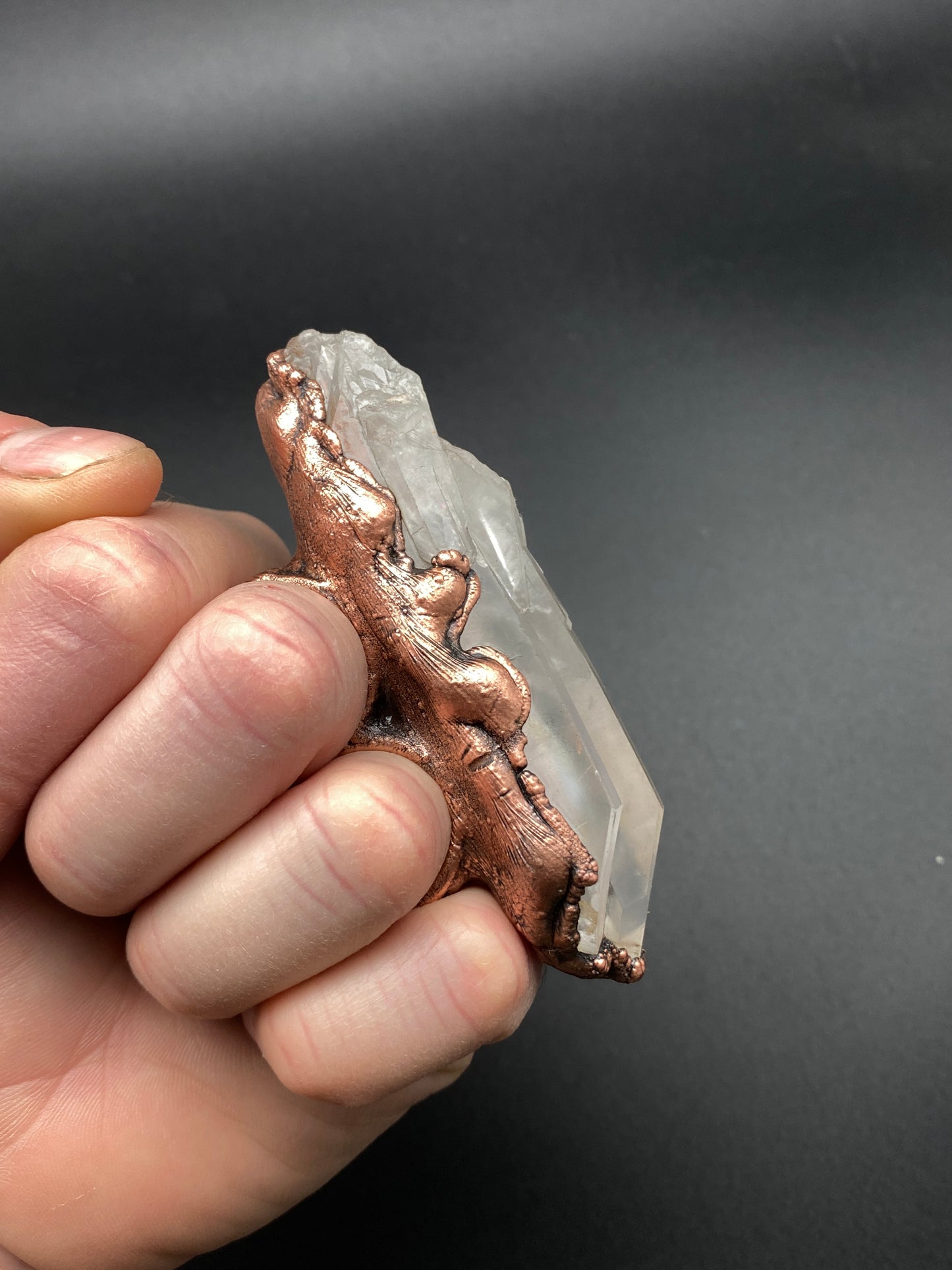 Axis ~ Double Finger Ring ~ Clear Quartz